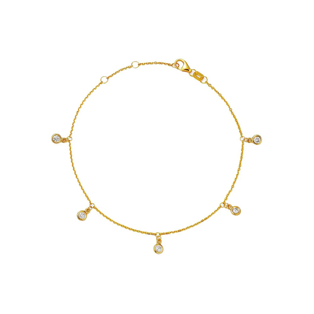 King Jewelers 0.27ct Diamond Station Bracelet 14K Yellow Gold
