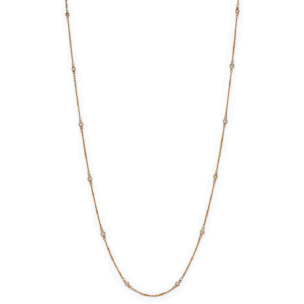 King Jewelers 0.34ct Diamond Station Necklace 14K Rose Gold