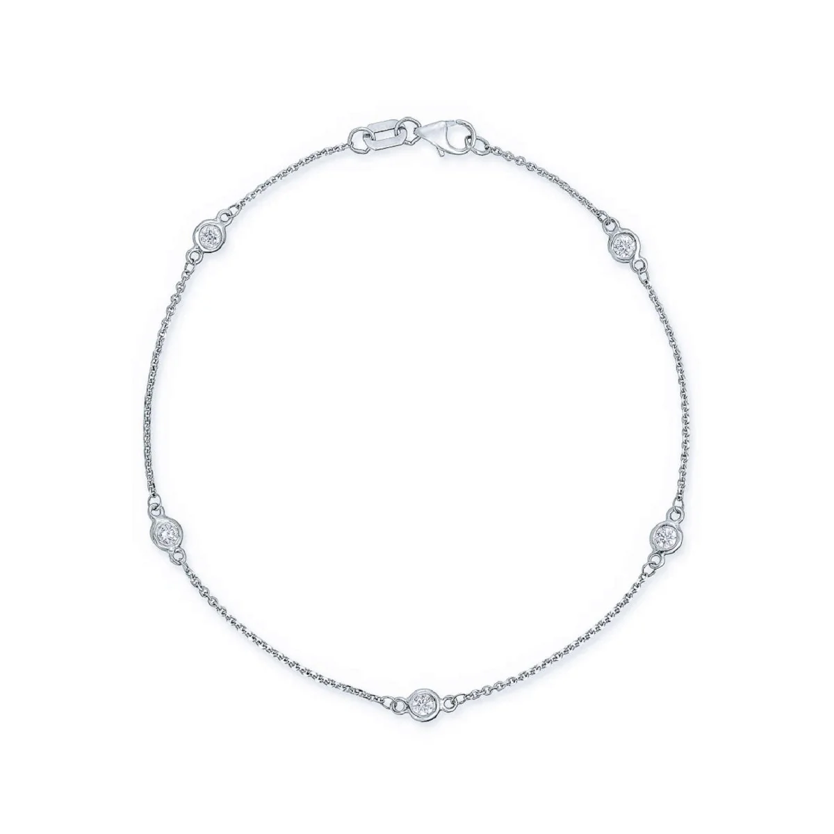 King Jewelers 0.35ct Diamond Station Bracelet 14K White Gold