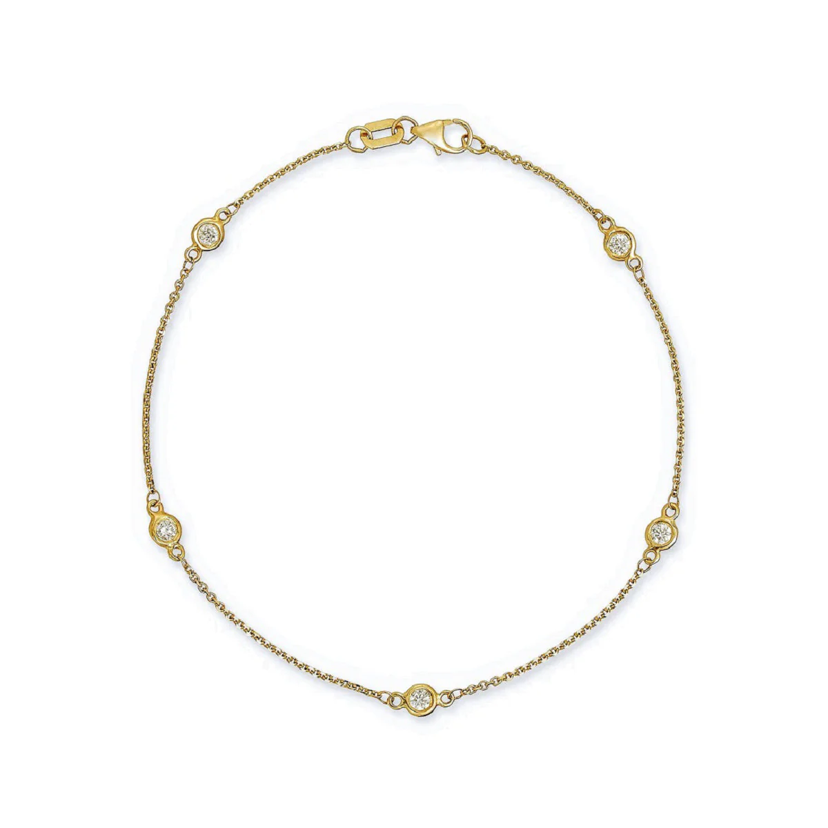 King Jewelers 0.36ct Diamond Station Bracelet 14K Yellow Gold