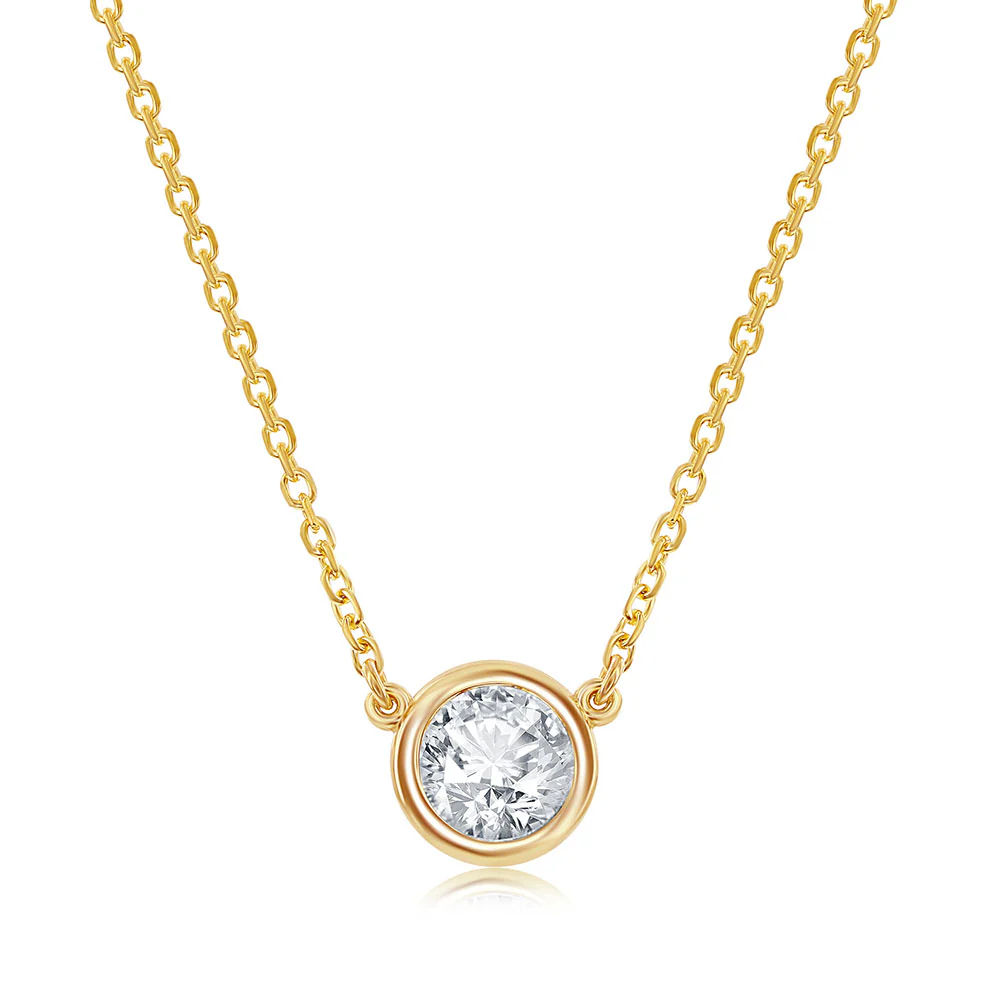 King Jewelers 0.41ct Diamond Solitaire Pendant Necklace 14K Yellow Gold