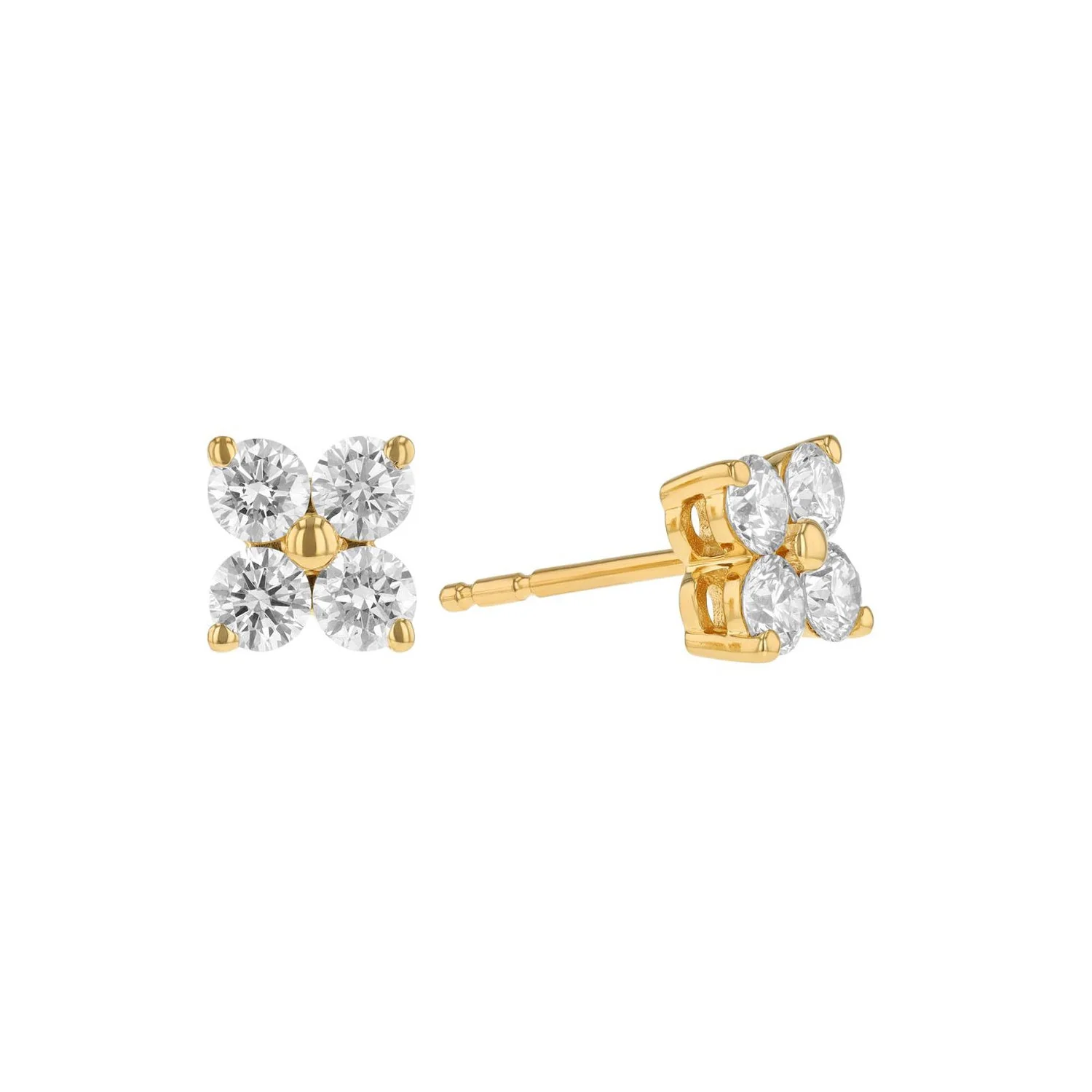 King Jewelers 0.51ct Diamond Cluster Earrings 14K Yellow Gold