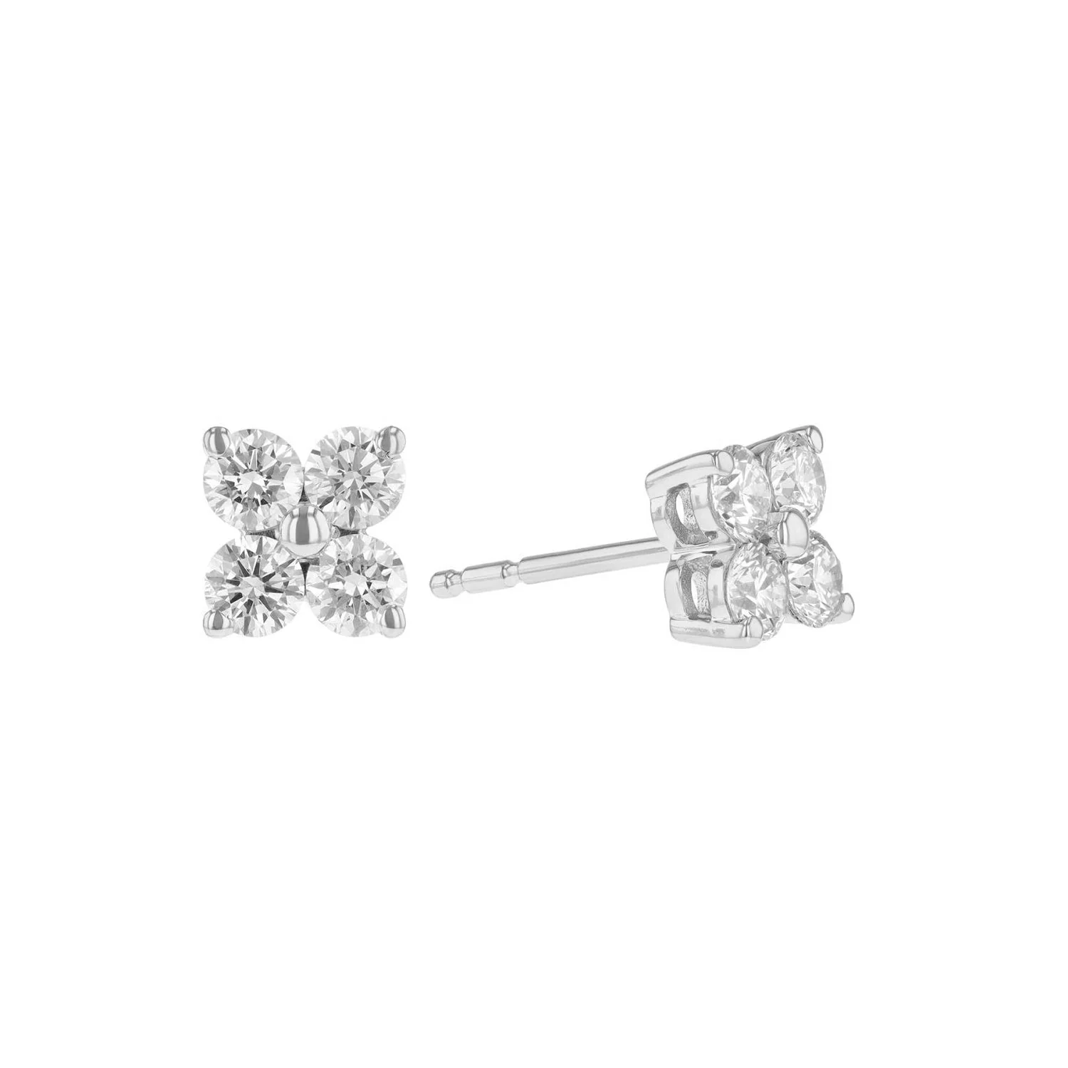 King Jewelers 0.52ct Diamond Cluster Stud Earrings 14K White Gold