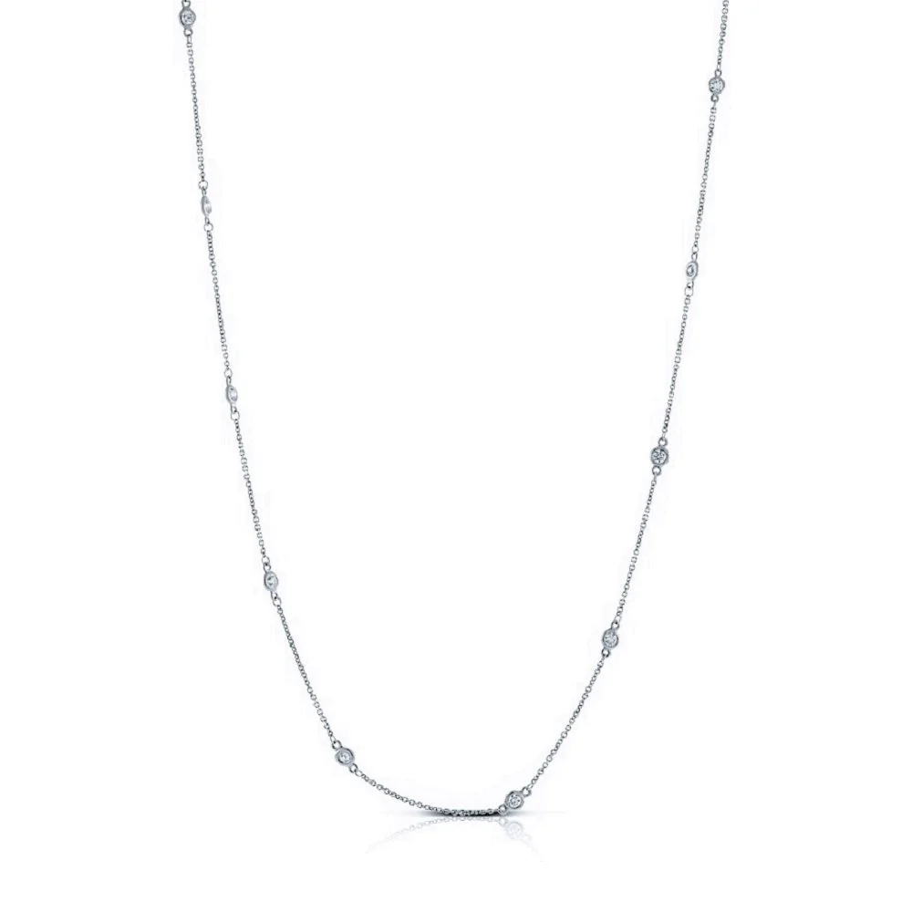 King Jewelers 0.72ct Diamond Station Necklace 14K White Gold