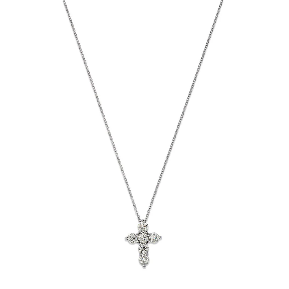 King Jewelers 0.73ct Diamond Cross Necklace 14K White Gold