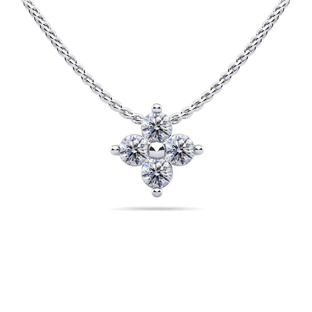 King Jewelers 0.75ct Diamond Clover Pendant 14K White Gold