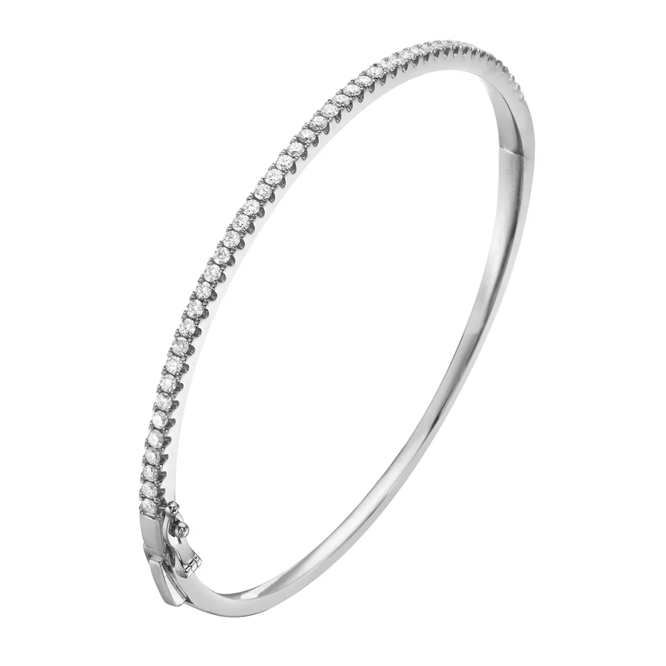 King Jewelers 0.92ct Diamond Bangle Bracelet 14K White Gold - Image 2