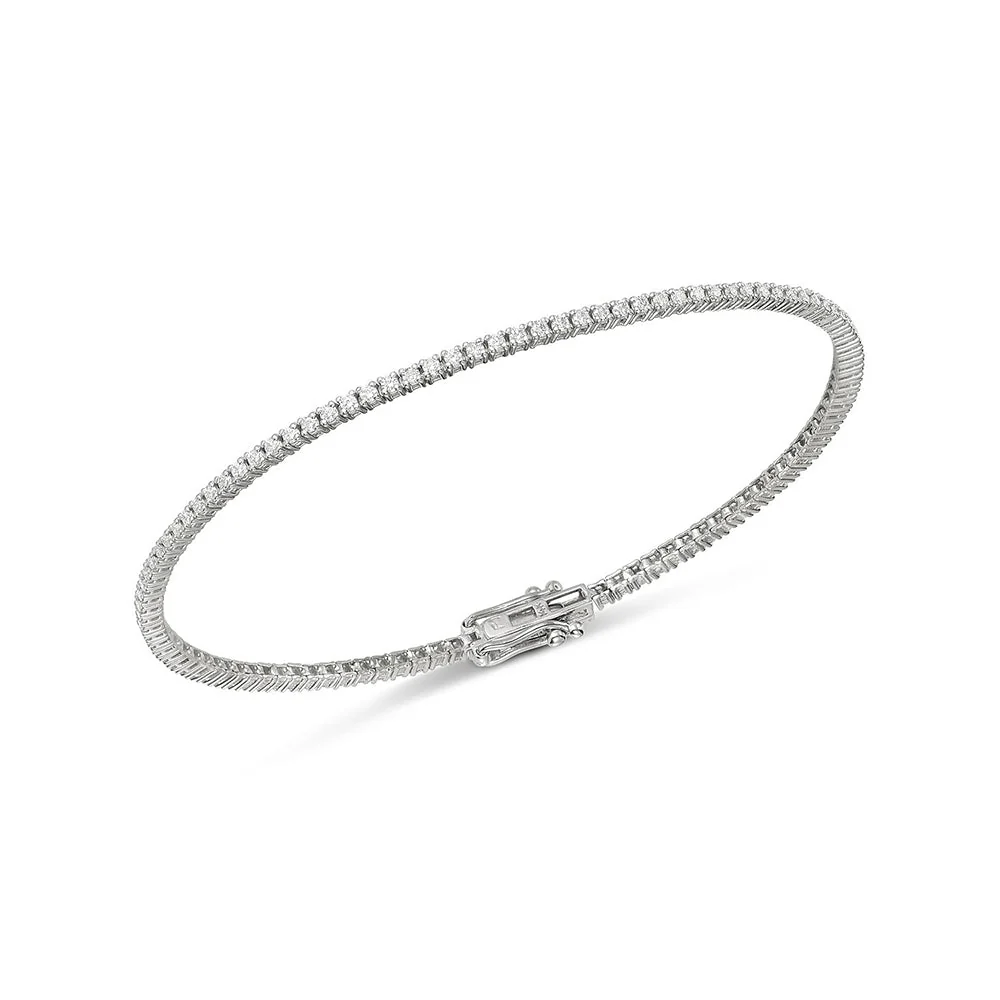 King Jewelers 1.07ct Diamond Tennis Bracelet 14K White Gold