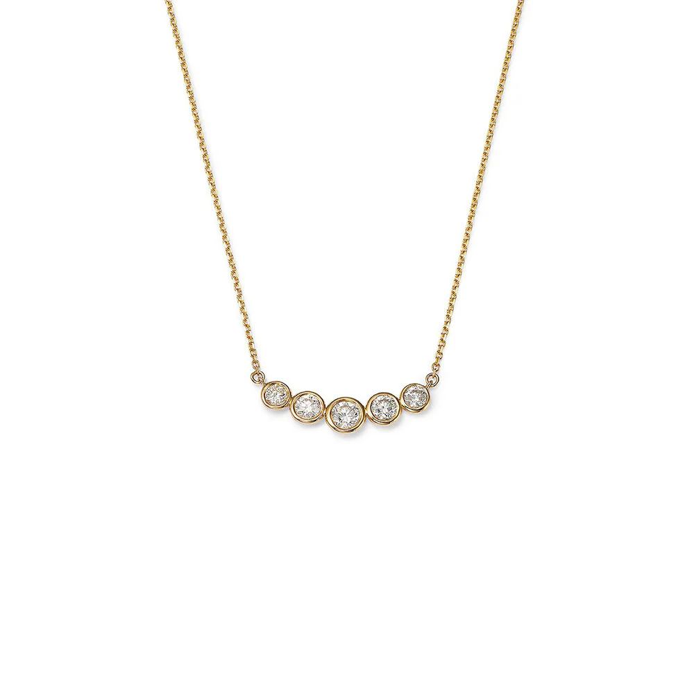 King Jewelers 1.21ct Diamond Smile Necklace 14K Yellow Gold