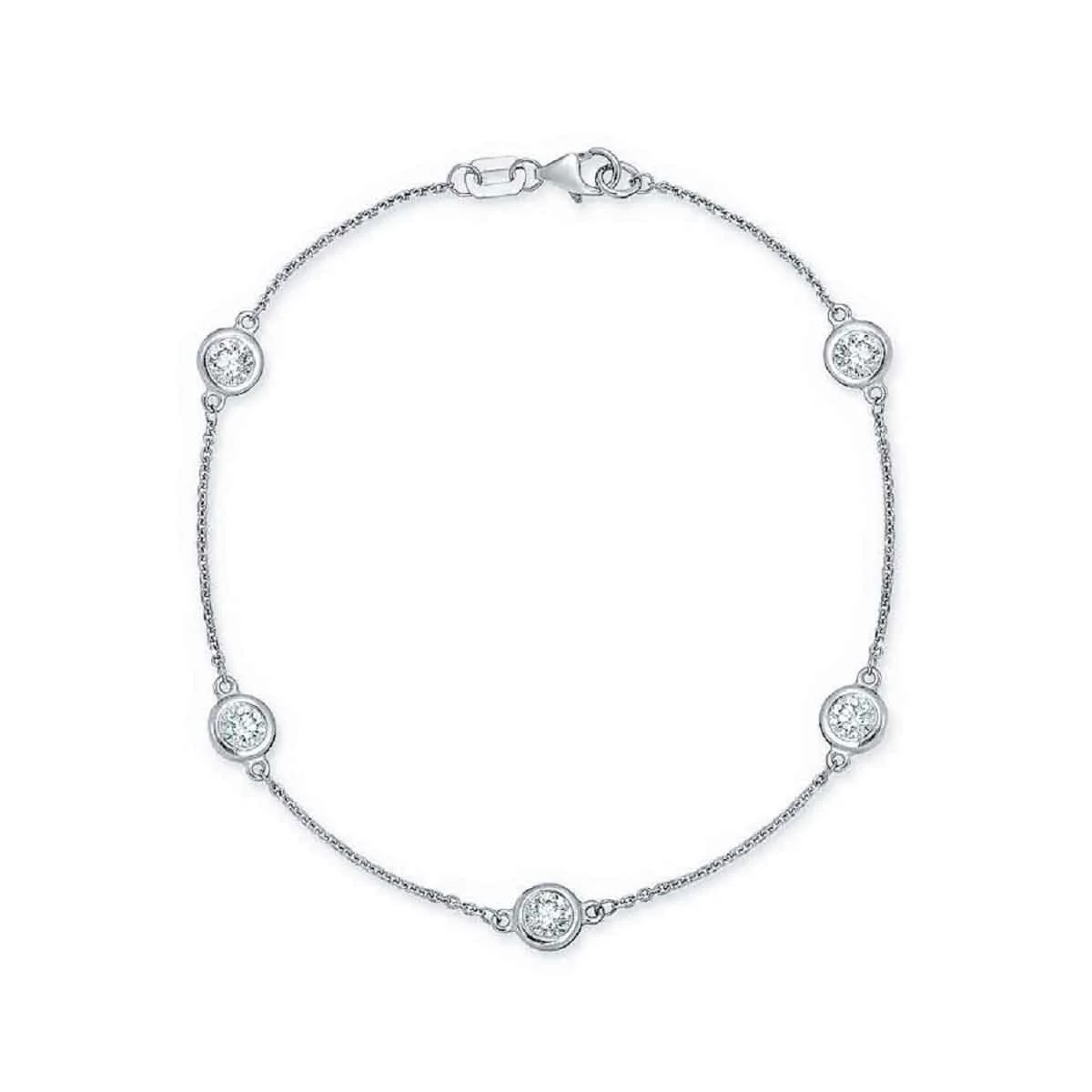King Jewelers 1.45ct Diamond Station Bracelet 14K White Gold