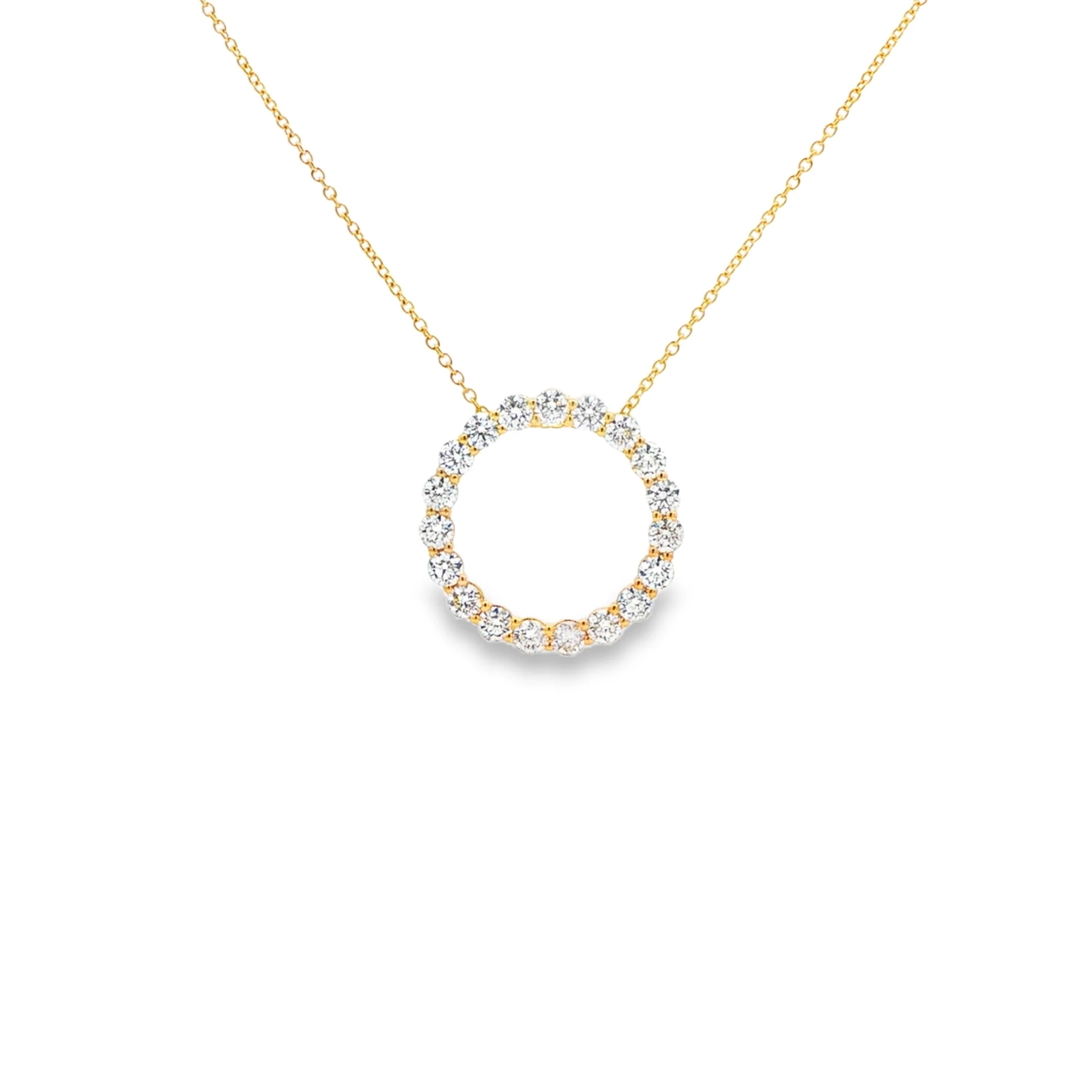 King Jewelers 1.50ct Diamond Circle Pendant Necklace 14K Yellow Gold
