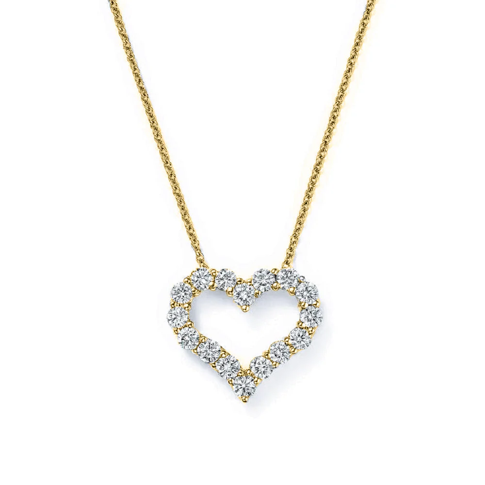 King Jewelers 1.82ct Diamond Heart Pendant Necklace 14K Yellow Gold