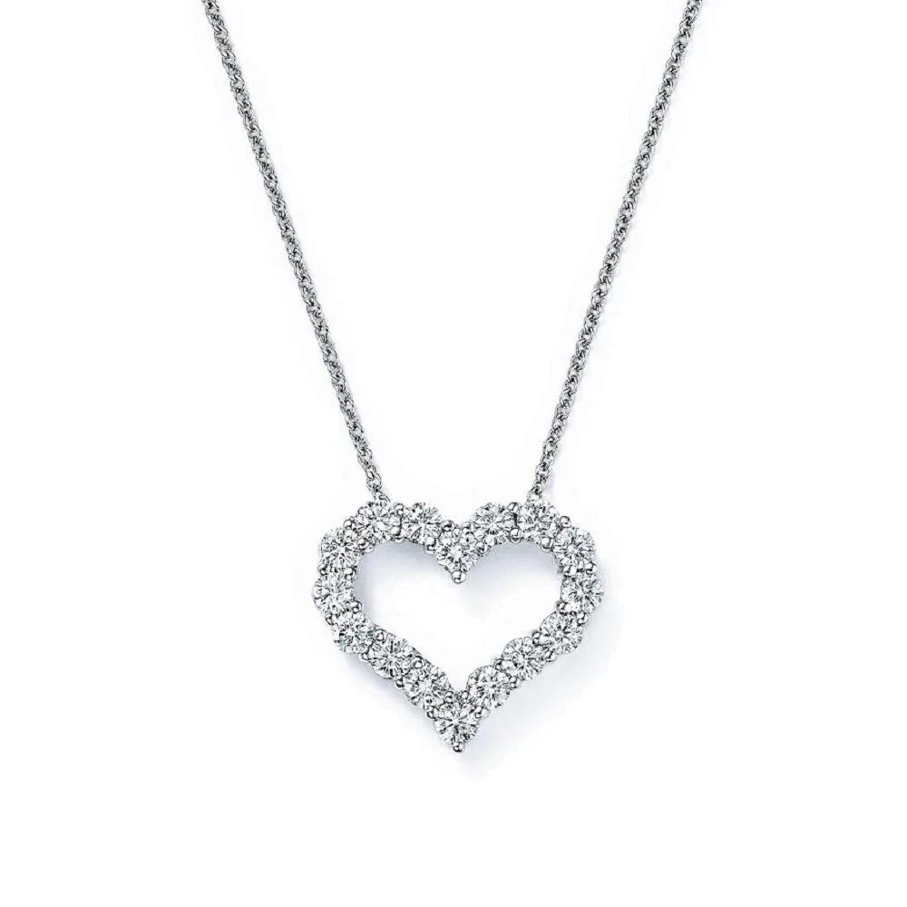 King Jewelers 1.83ct Diamond Heart Pendant Necklace 14K White Gold