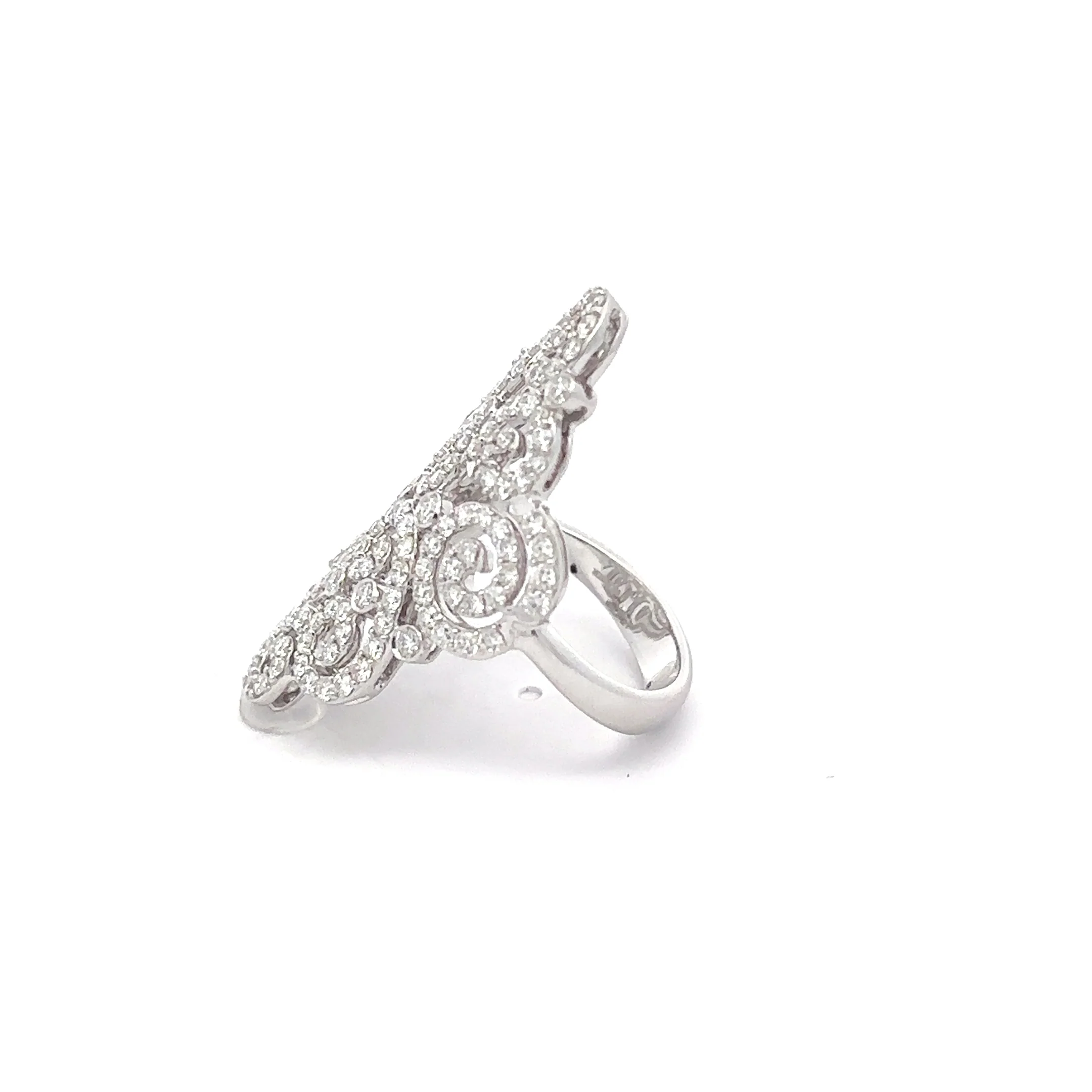 King Jewelers 1.90ct Diamond Filigree Ring 14K White Gold - Image 2