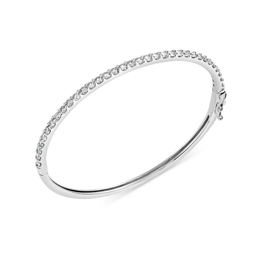 King Jewelers 1 Carat Diamond Bangle Bracelet 14K White Gold