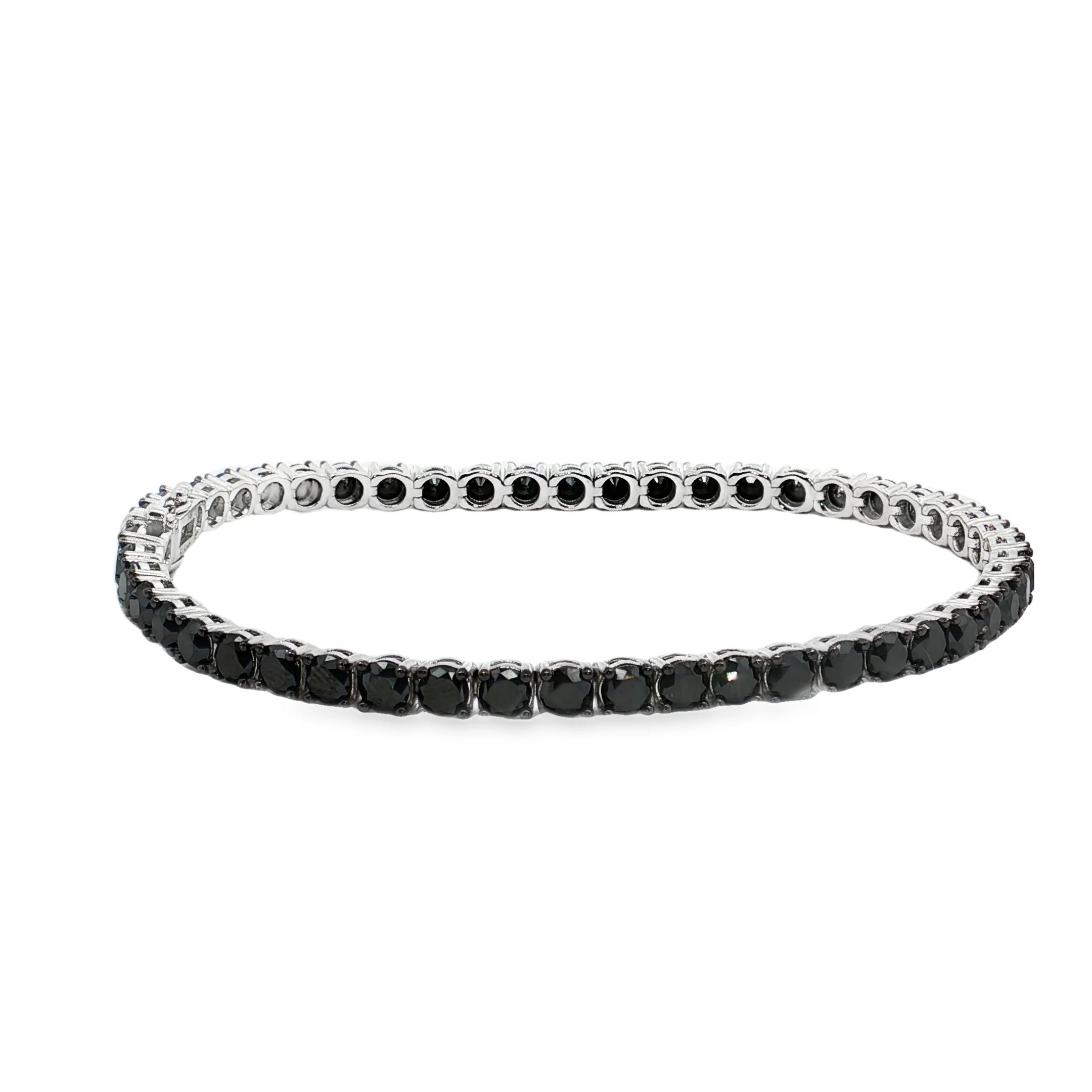 King Jewelers 12.38ct Black Diamond Tennis Bracelet 14K White Gold