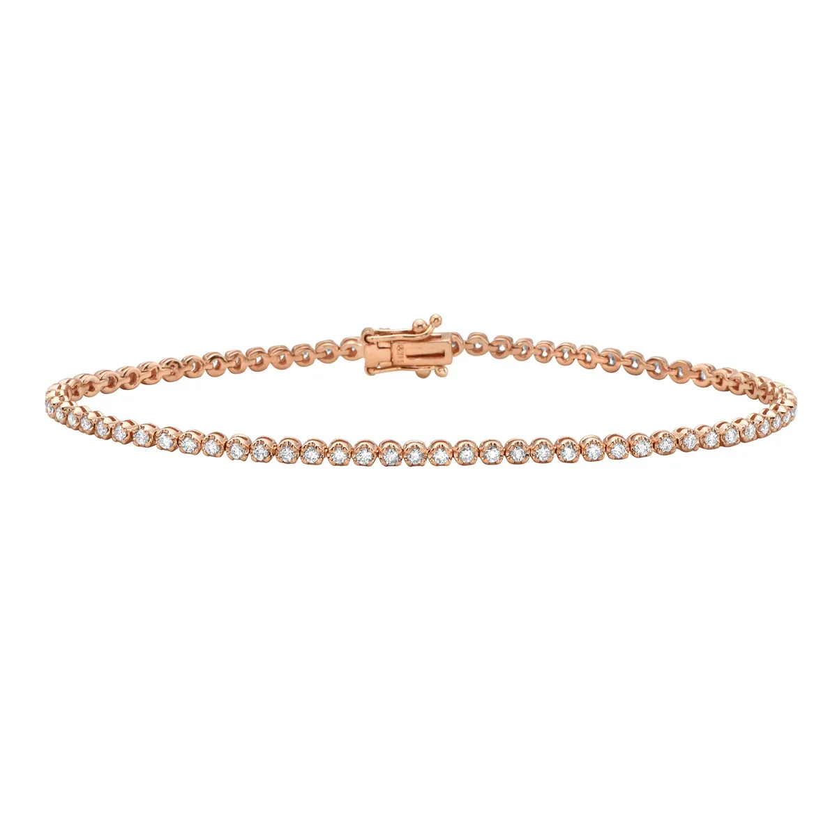 King Jewelers 14K Rose Gold 1 Carat Diamond Tennis Bracelet