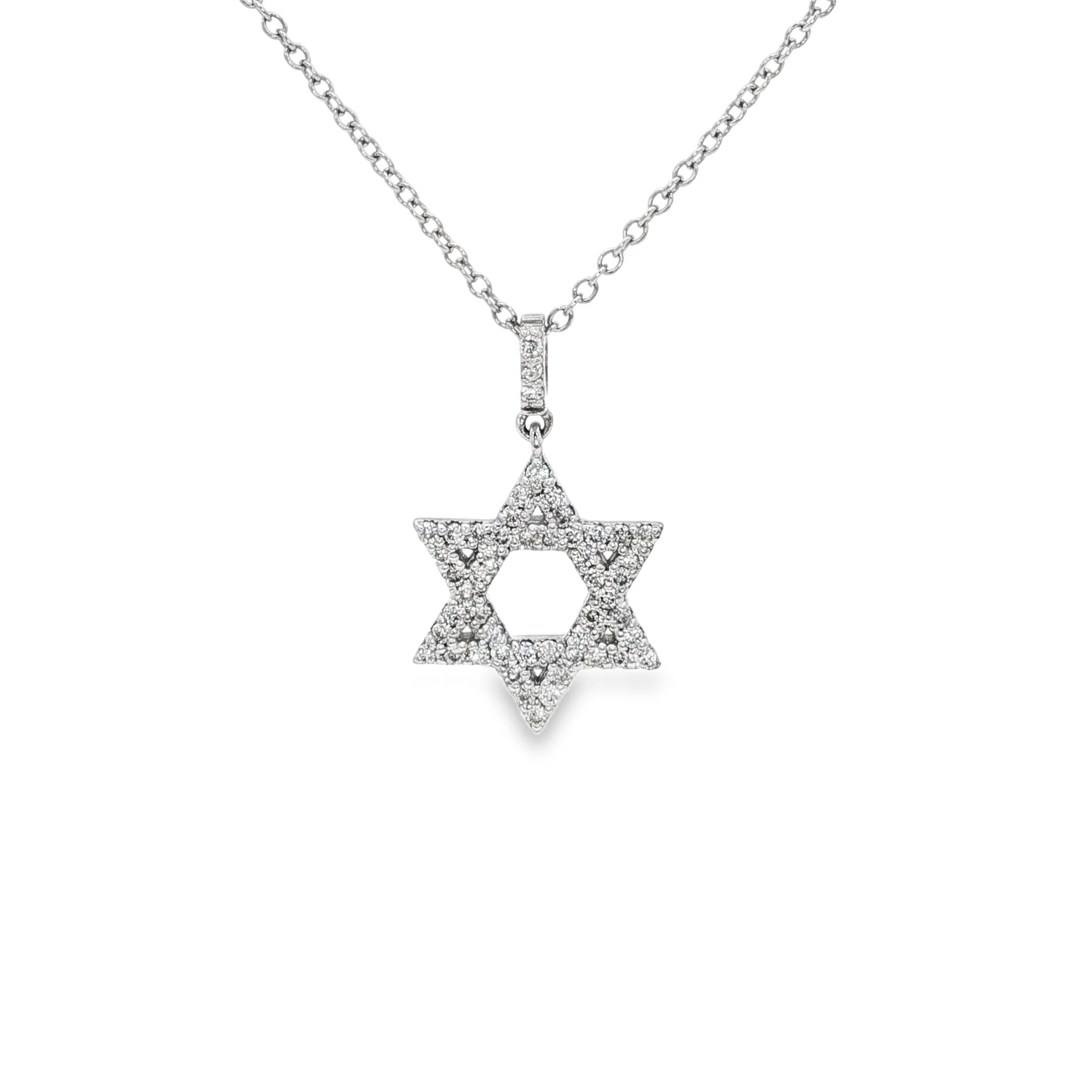King Jewelers 14K White Gold 0.25ct Diamond Star of David Pendant Necklace