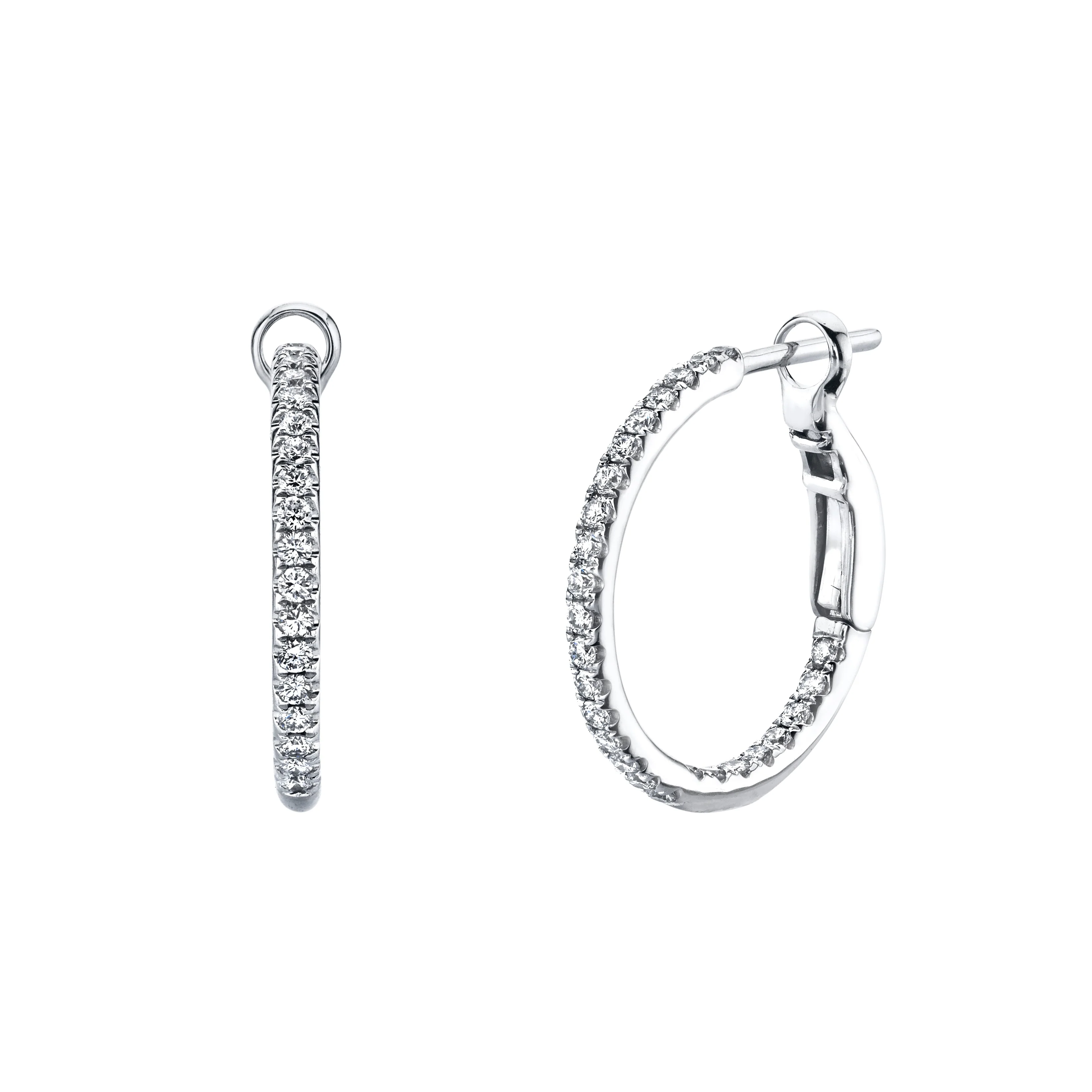 King Jewelers 14K White Gold 0.55ct Diamond Hoop Earrings