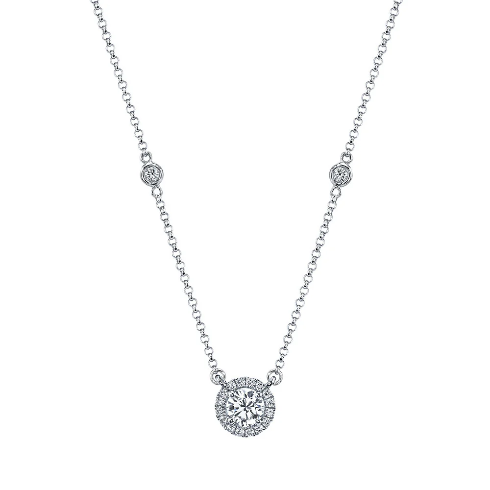 King Jewelers 14K White Gold 0.76ct Diamond Pendant Necklace