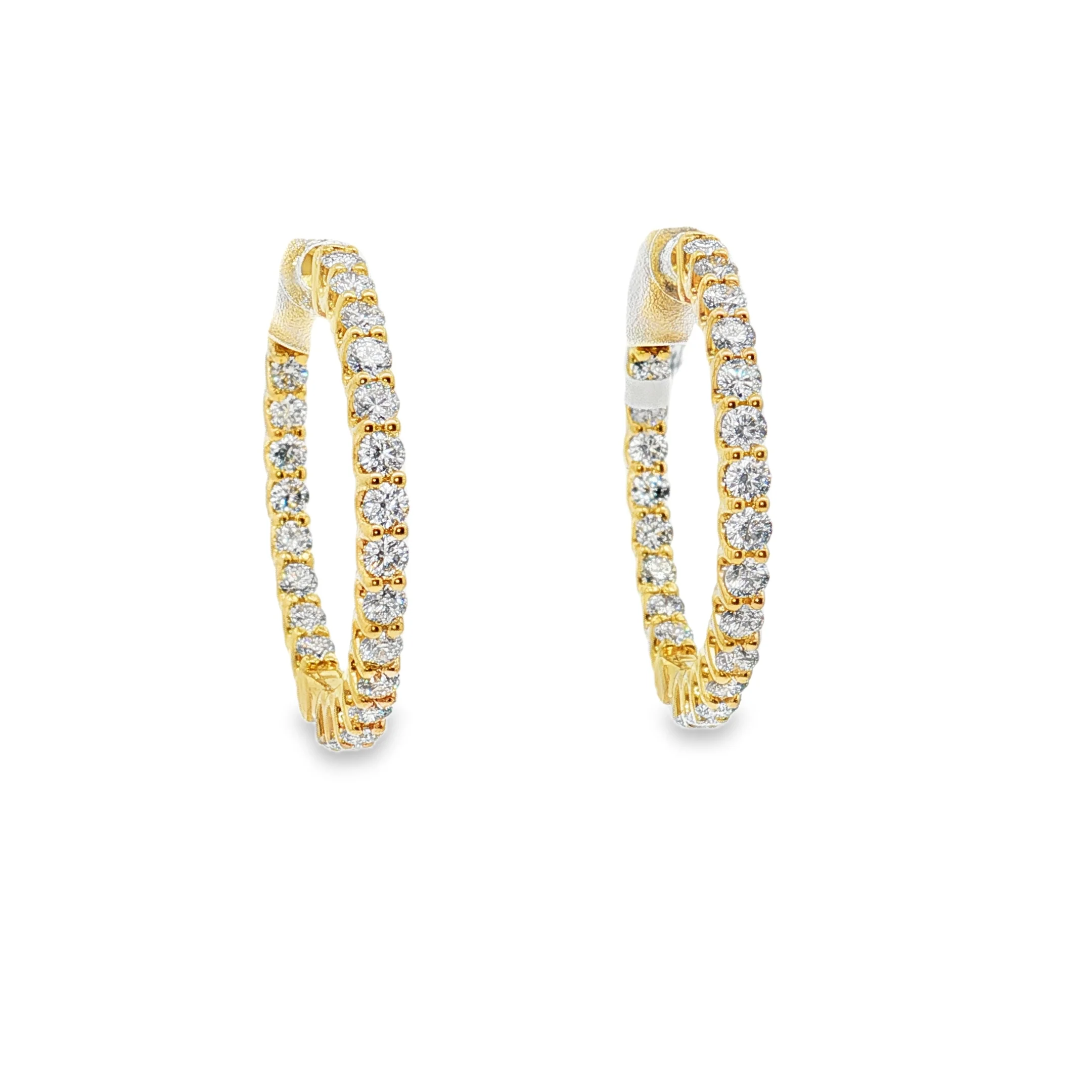 King Jewelers 14K Yellow Gold 1.40ct Diamond Hoop Earrings - Image 3