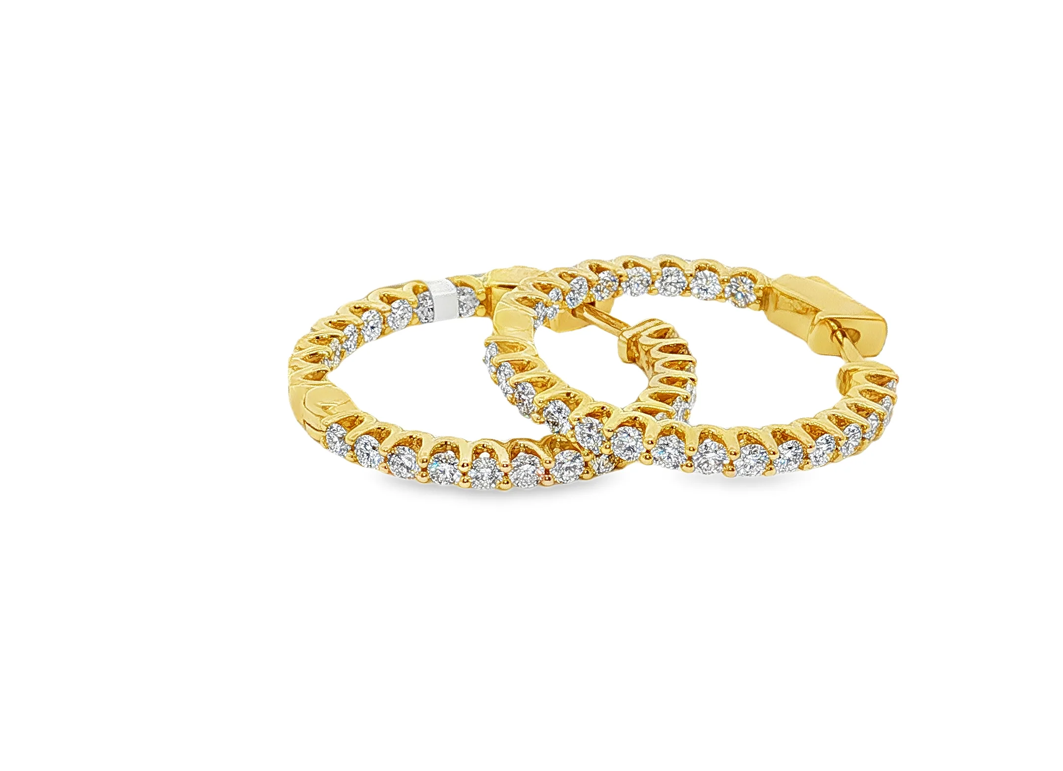 King Jewelers 14K Yellow Gold 1.40ct Diamond Hoop Earrings - Image 6