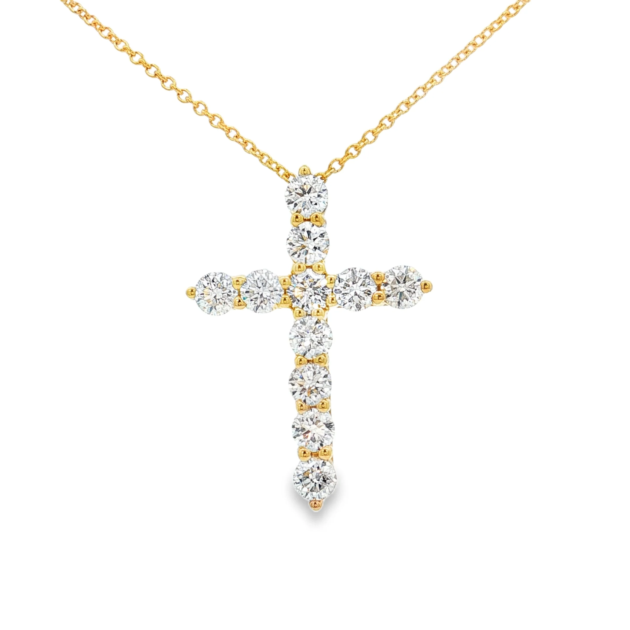 King Jewelers 14K Yellow Gold 1.75ct Diamond Cross Pendant