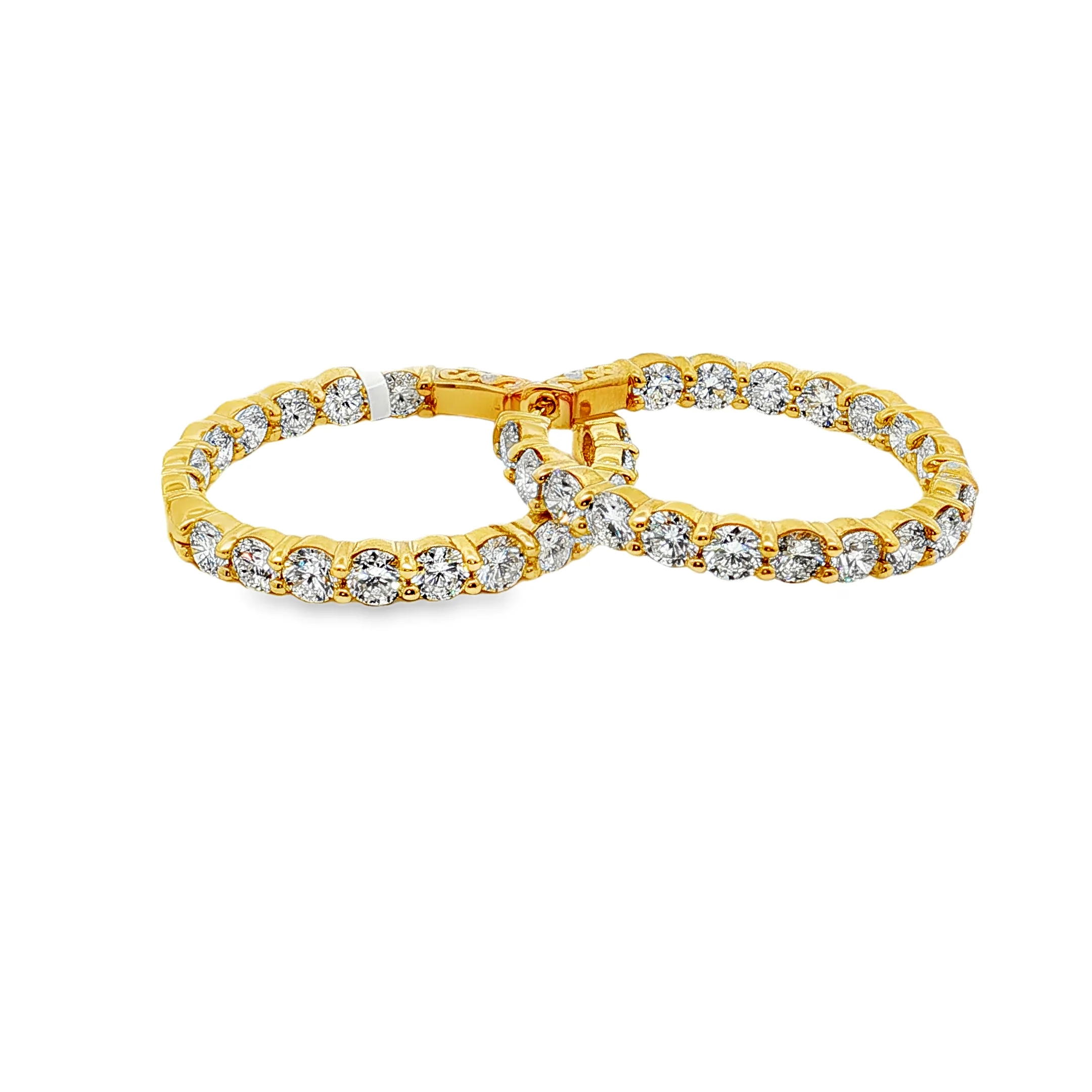 King Jewelers 14K Yellow Gold 7.15ct Diamond Hoop Earrings - Image 7