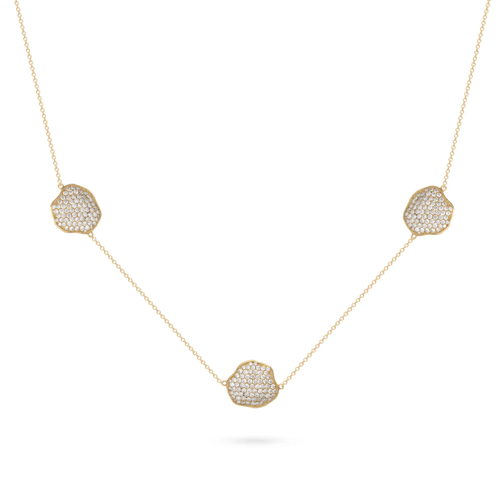 King Jewelers 14K Yellow Gold Diamond Disc Station Necklace