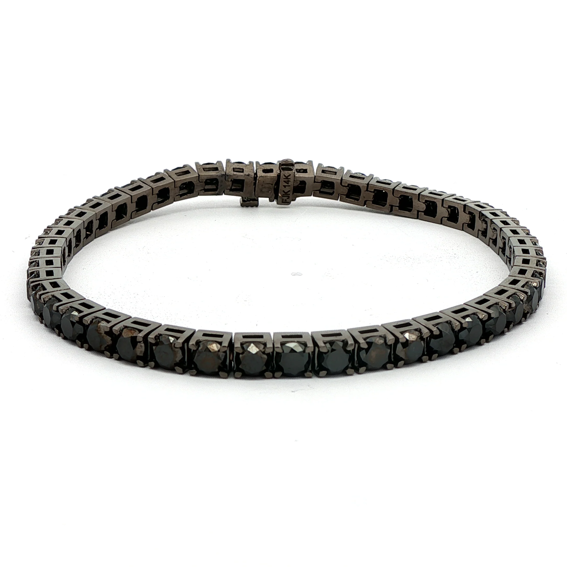 King Jewelers 15.76ct Black Diamond Tennis Bracelet 14K White Gold - Image 3