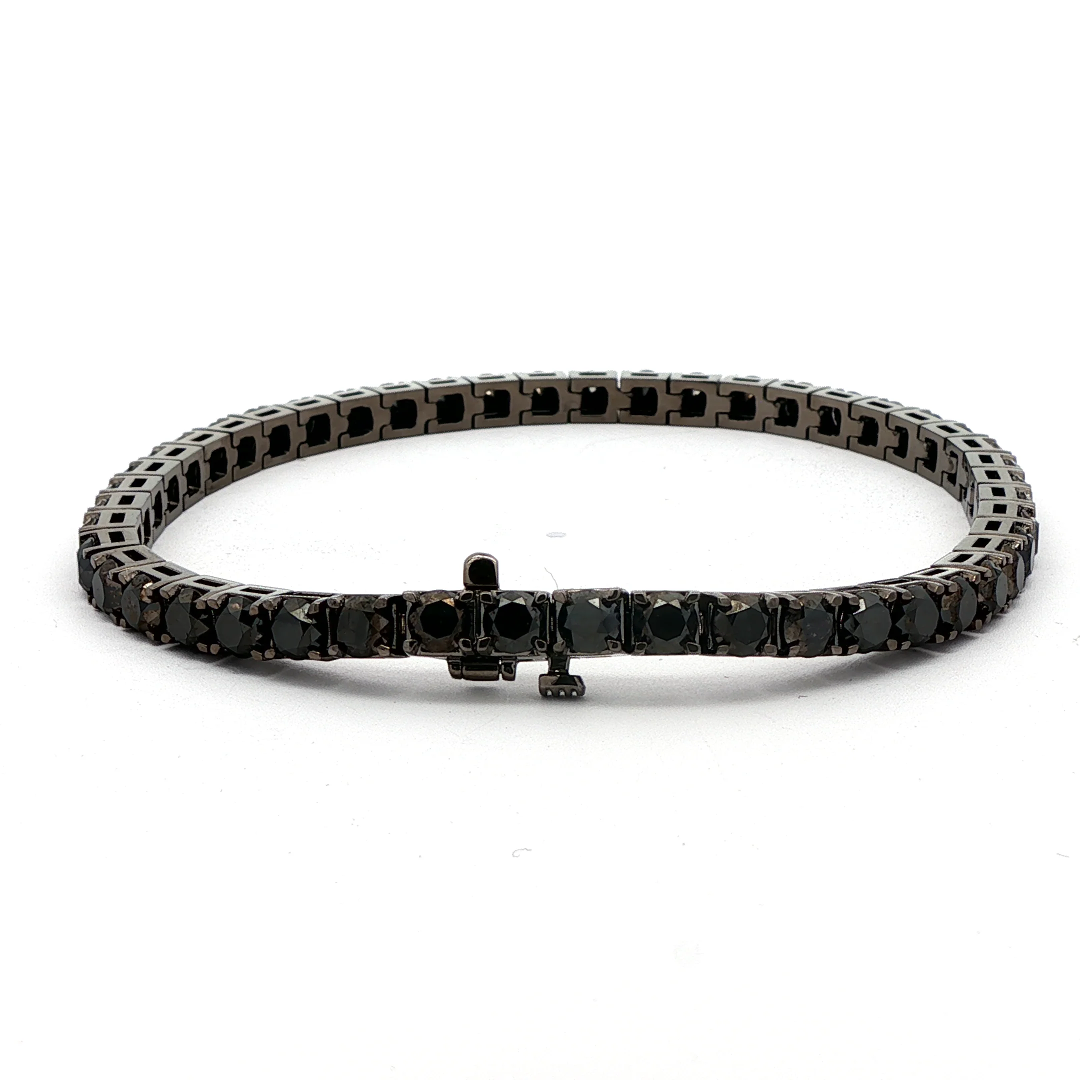 King Jewelers 15.76ct Black Diamond Tennis Bracelet 14K White Gold - Image 4