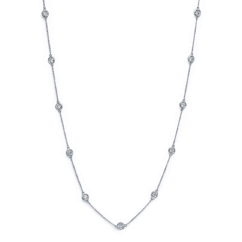 King Jewelers 18-Inch 2.55ct Diamond Station Necklace 14K White Gold