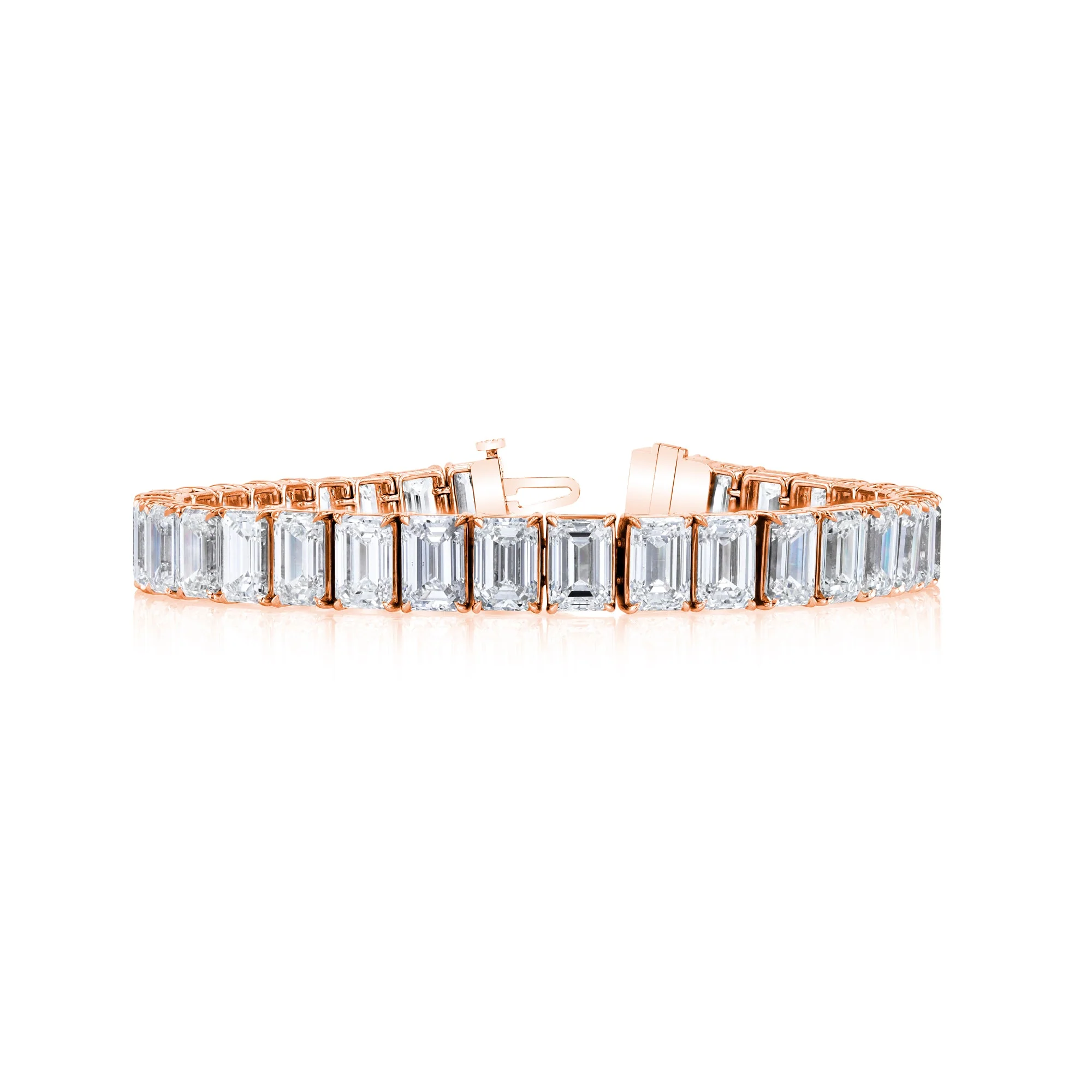 King Jewelers 18K Rose Gold 9.37ct Emerald Cut Diamond Tennis Bracelet