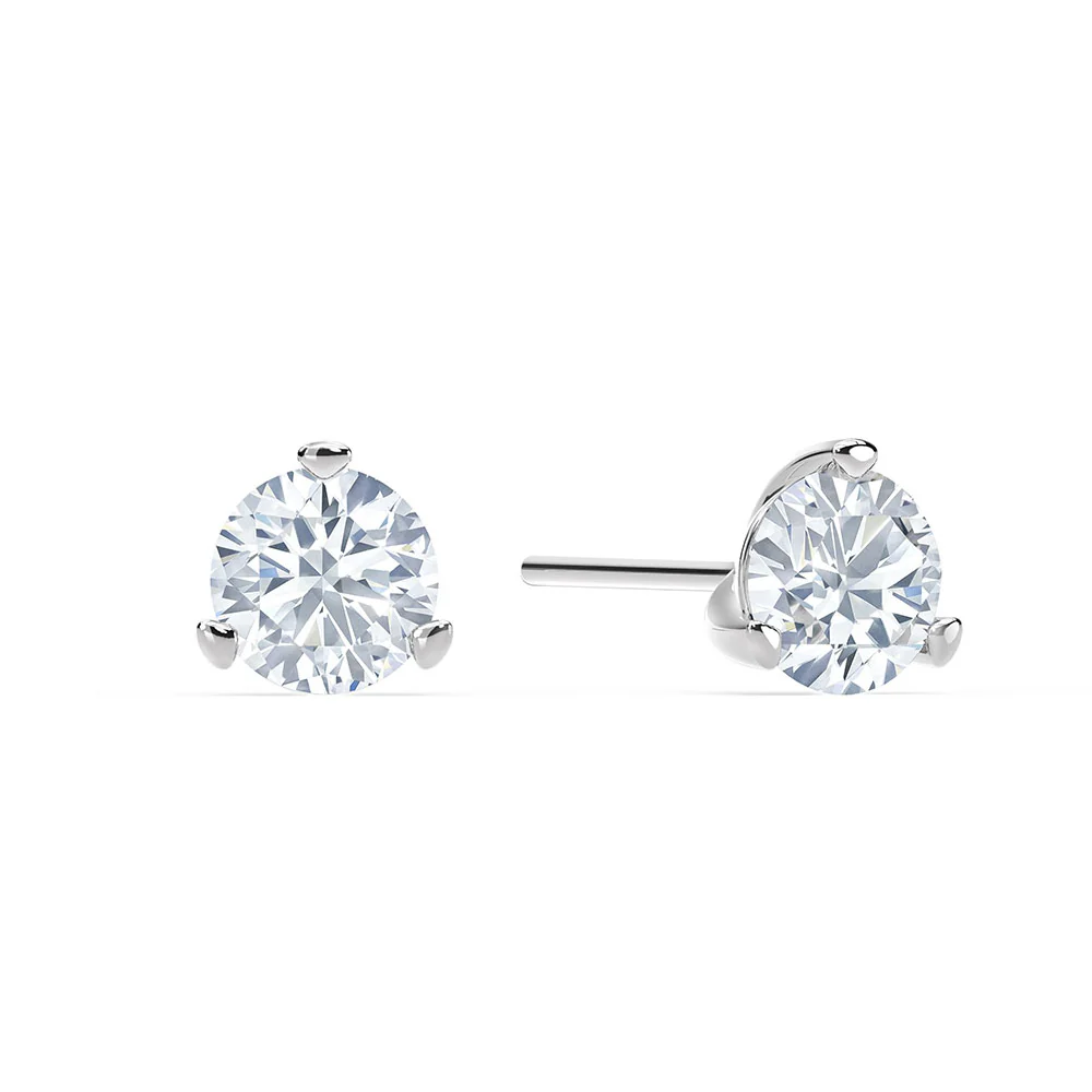 King Jewelers 18K White Gold 0.80ct Martini Diamond Stud Earrings