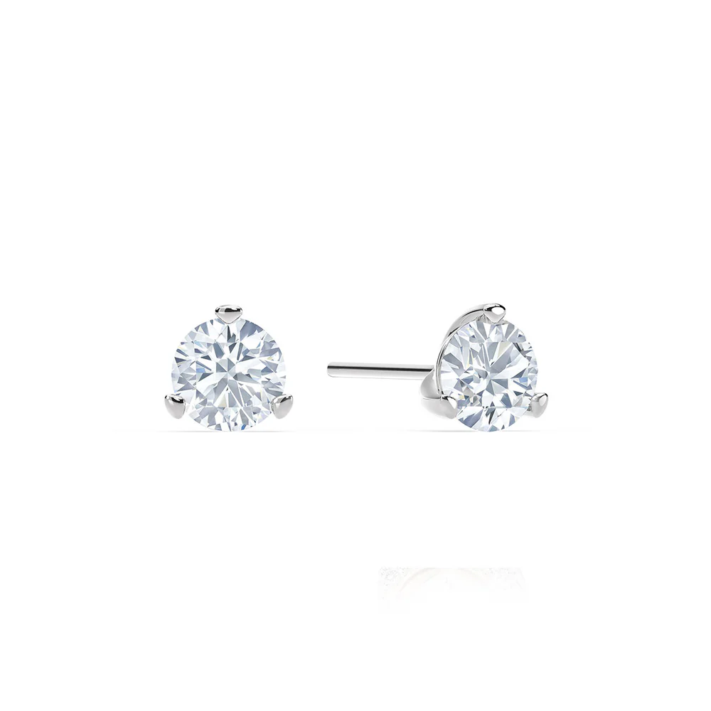 King Jewelers 18K White Gold 2.41ct Martini Diamond Stud Earrings