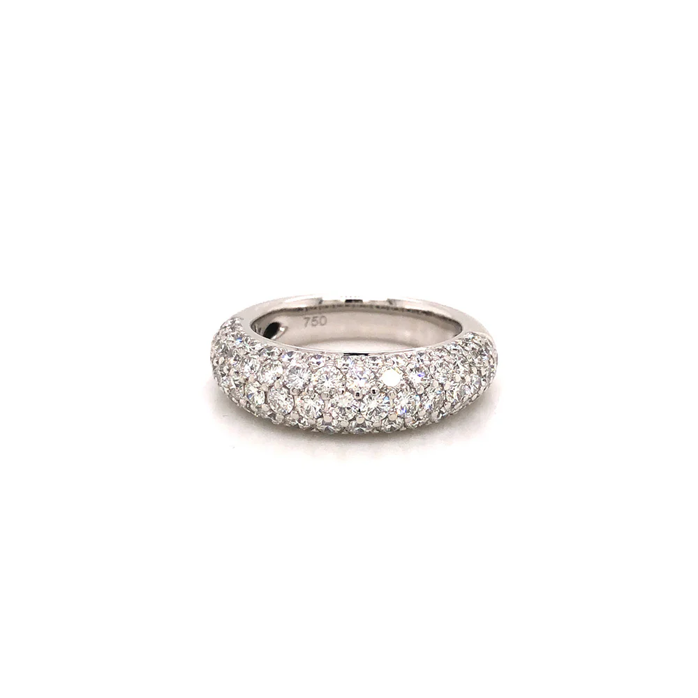 King Jewelers 18K White Gold 2.45ct Pave Diamond Band Ring