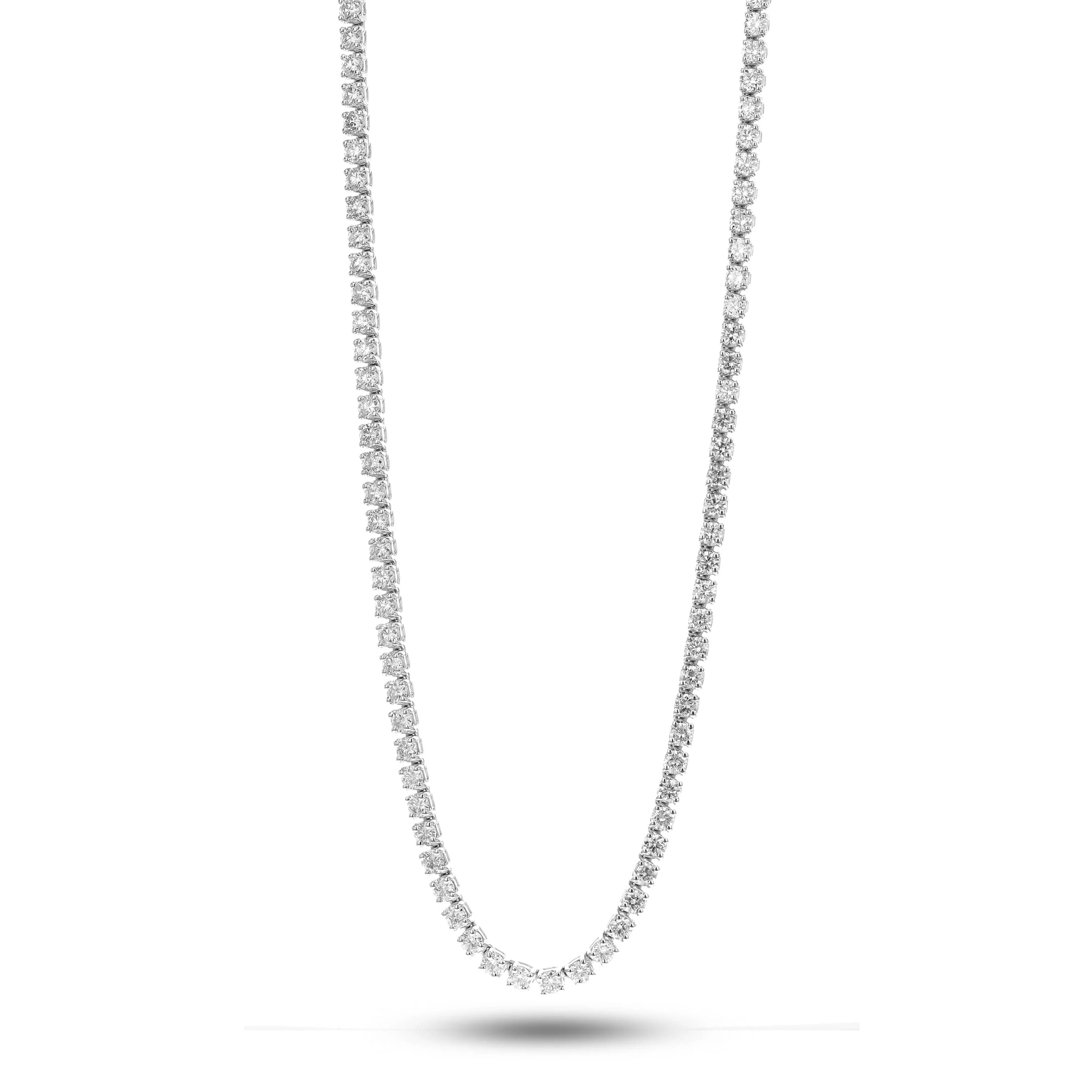King Jewelers 18K White Gold 21.30ct Diamond Tennis Necklace