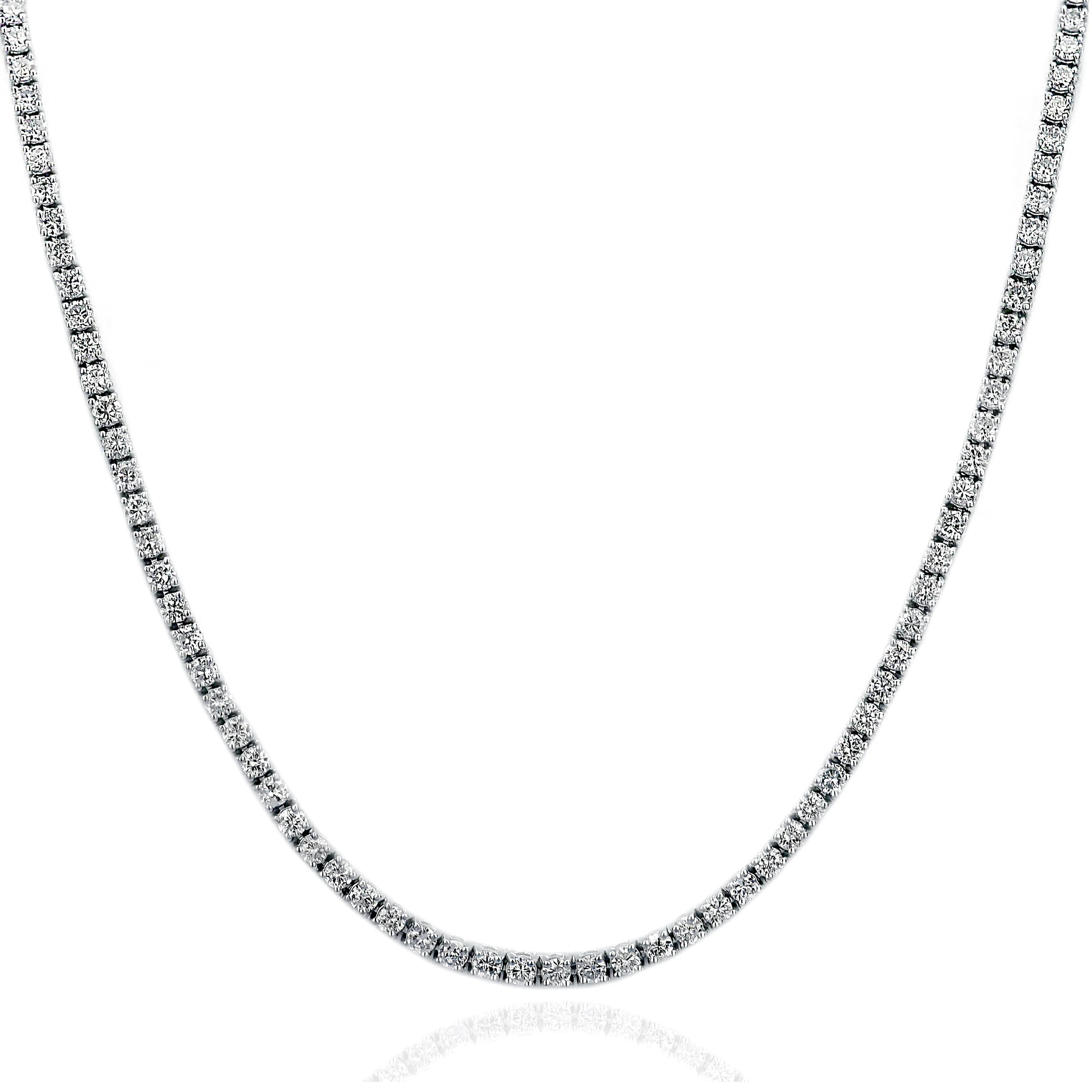 King Jewelers 18K White Gold 6.30ct Diamond Tennis Necklace
