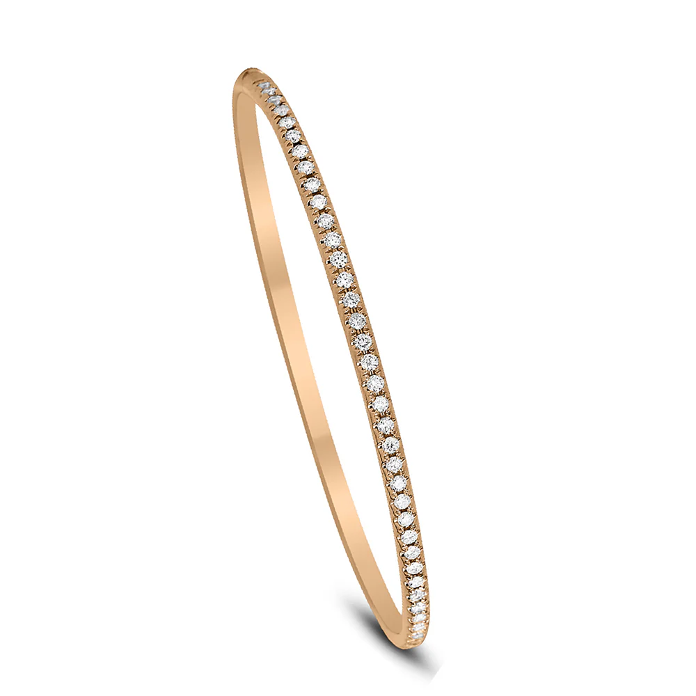 King Jewelers 18K Yellow Gold 1.00ct Diamond Bangle Bracelet