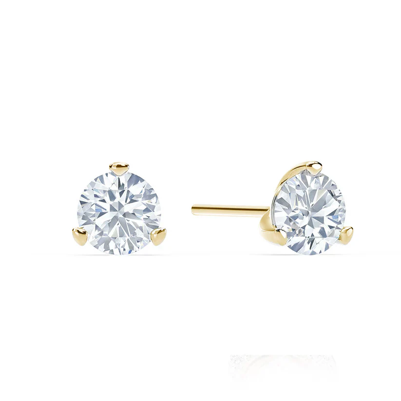 King Jewelers 18K Yellow Gold 1.01ct Martini Diamond Stud Earrings
