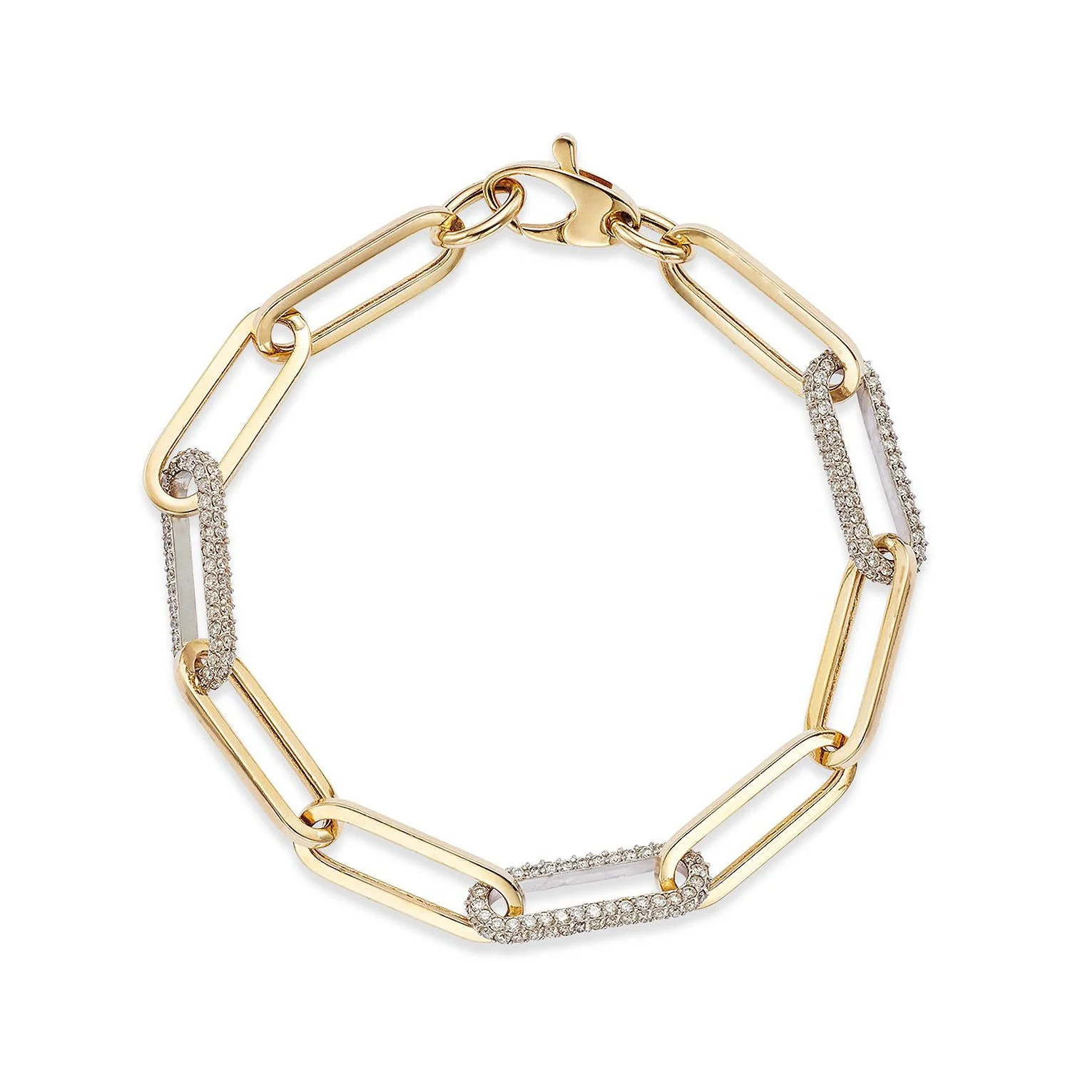 King Jewelers 2.25ct Diamond Paperclip Chain Bracelet 14K Yellow Gold