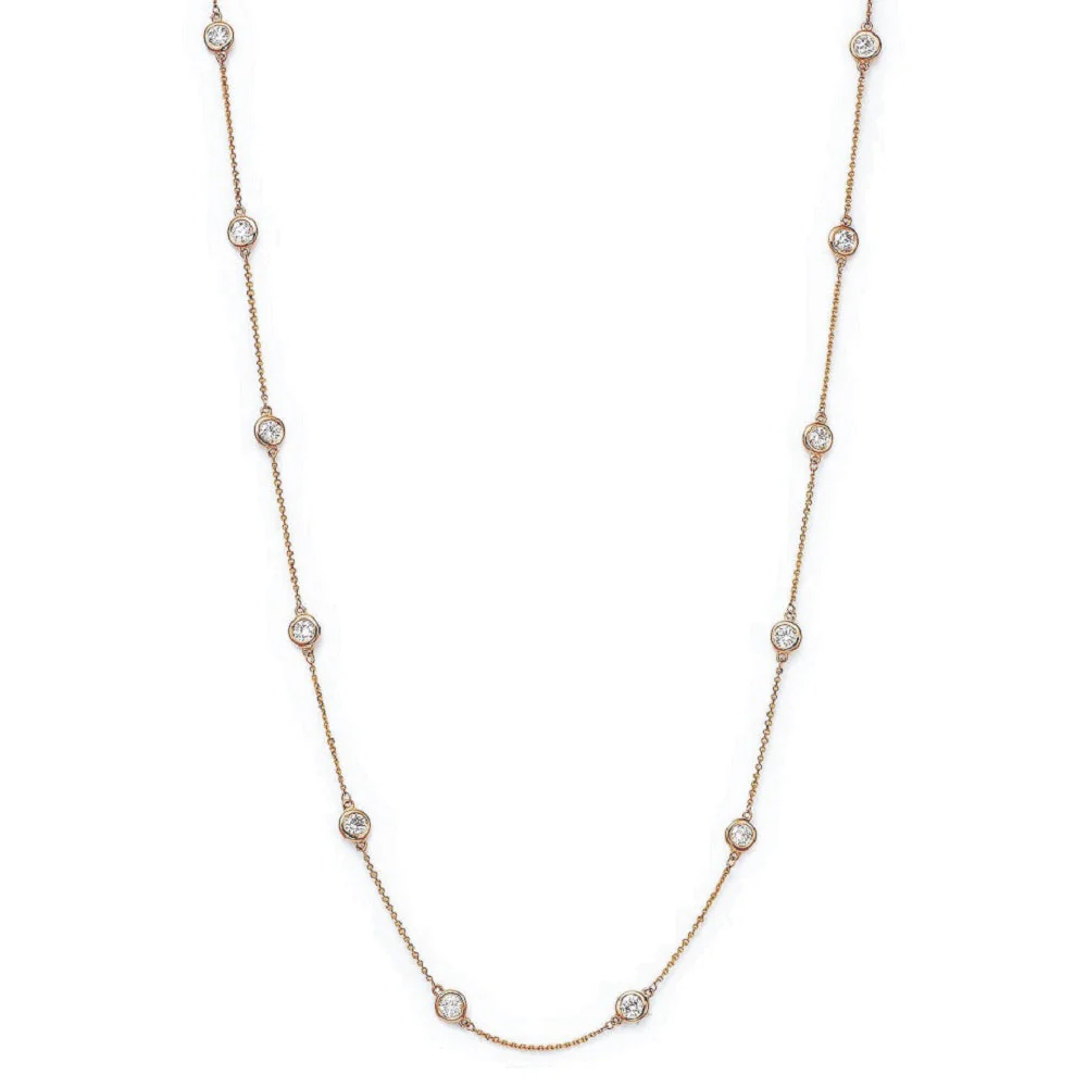 King Jewelers 2.56ct Diamond Station Necklace 14K Rose Gold