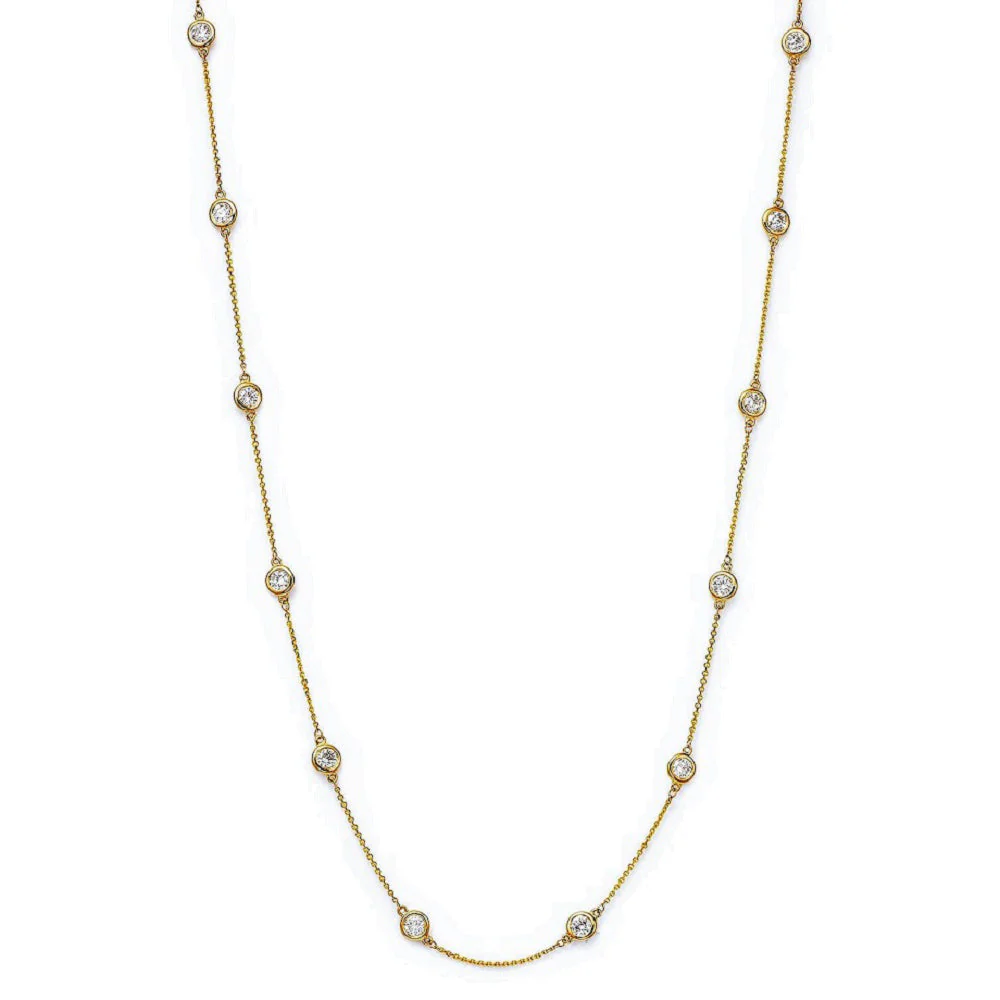 King Jewelers 2.58ct Diamond Station Necklace 14K Yellow Gold