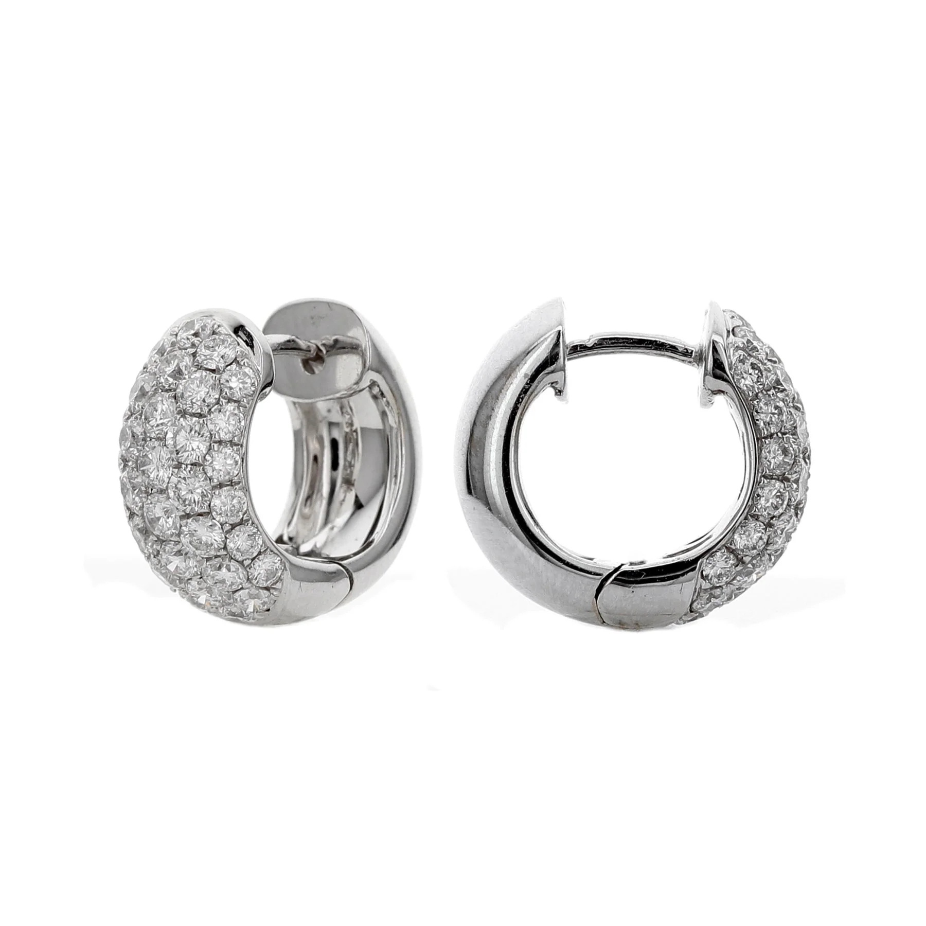 King Jewelers 2 Carat Diamond Huggie Earrings 18K White Gold