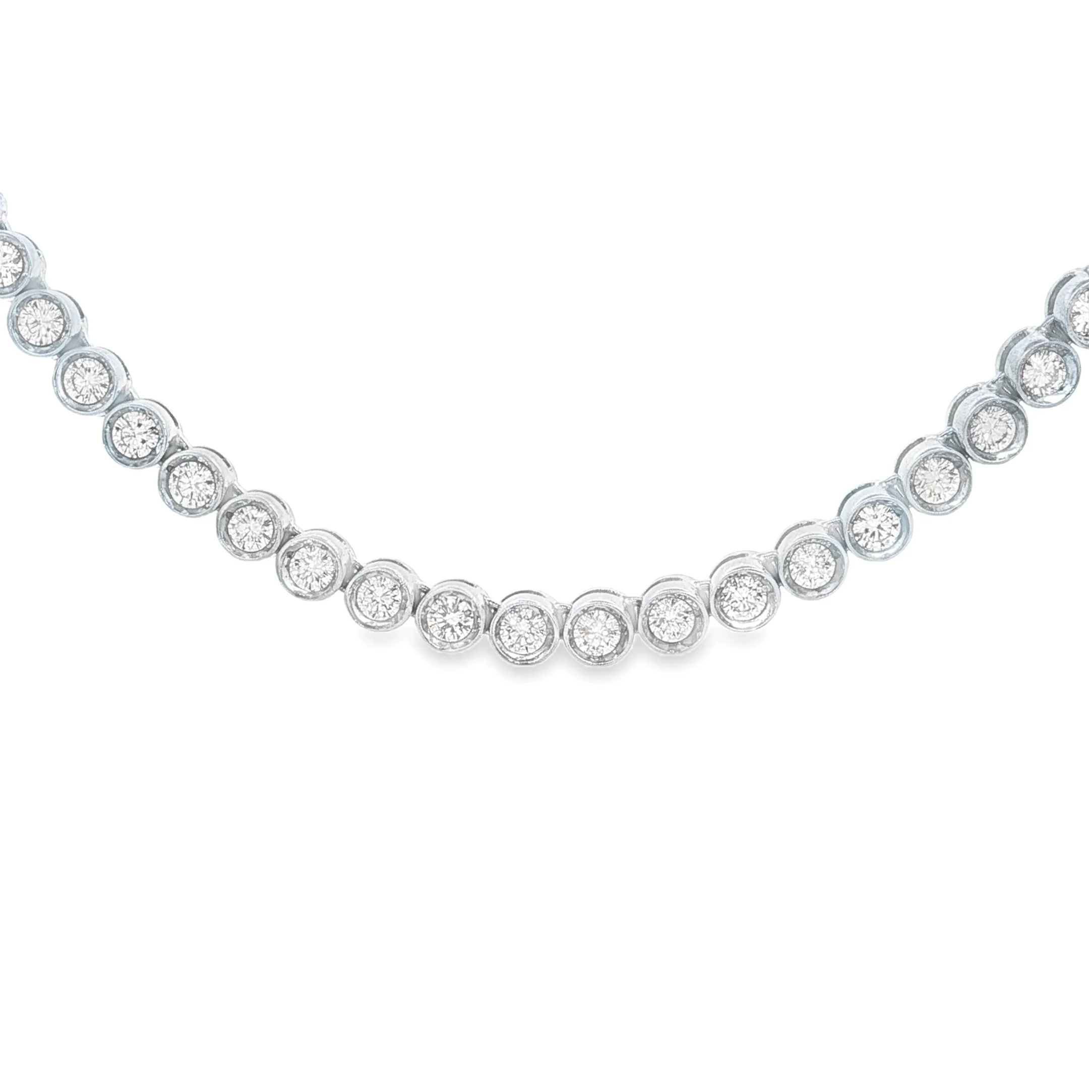 King Jewelers 29 Carat Diamond Bezel Tennis Neckalce 14K White Gold