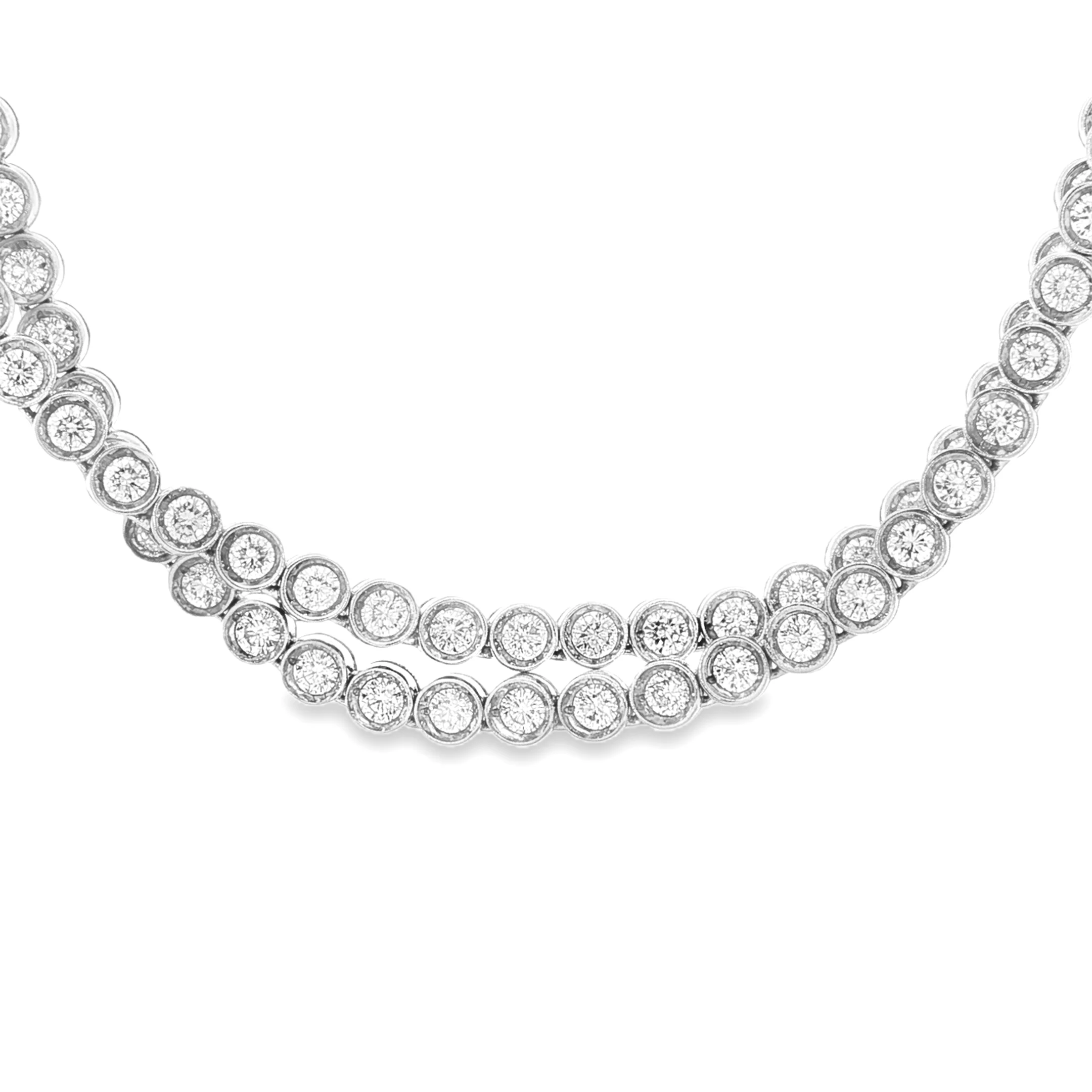 King Jewelers 29 Carat Diamond Bezel Tennis Neckalce 14K White Gold - Image 2
