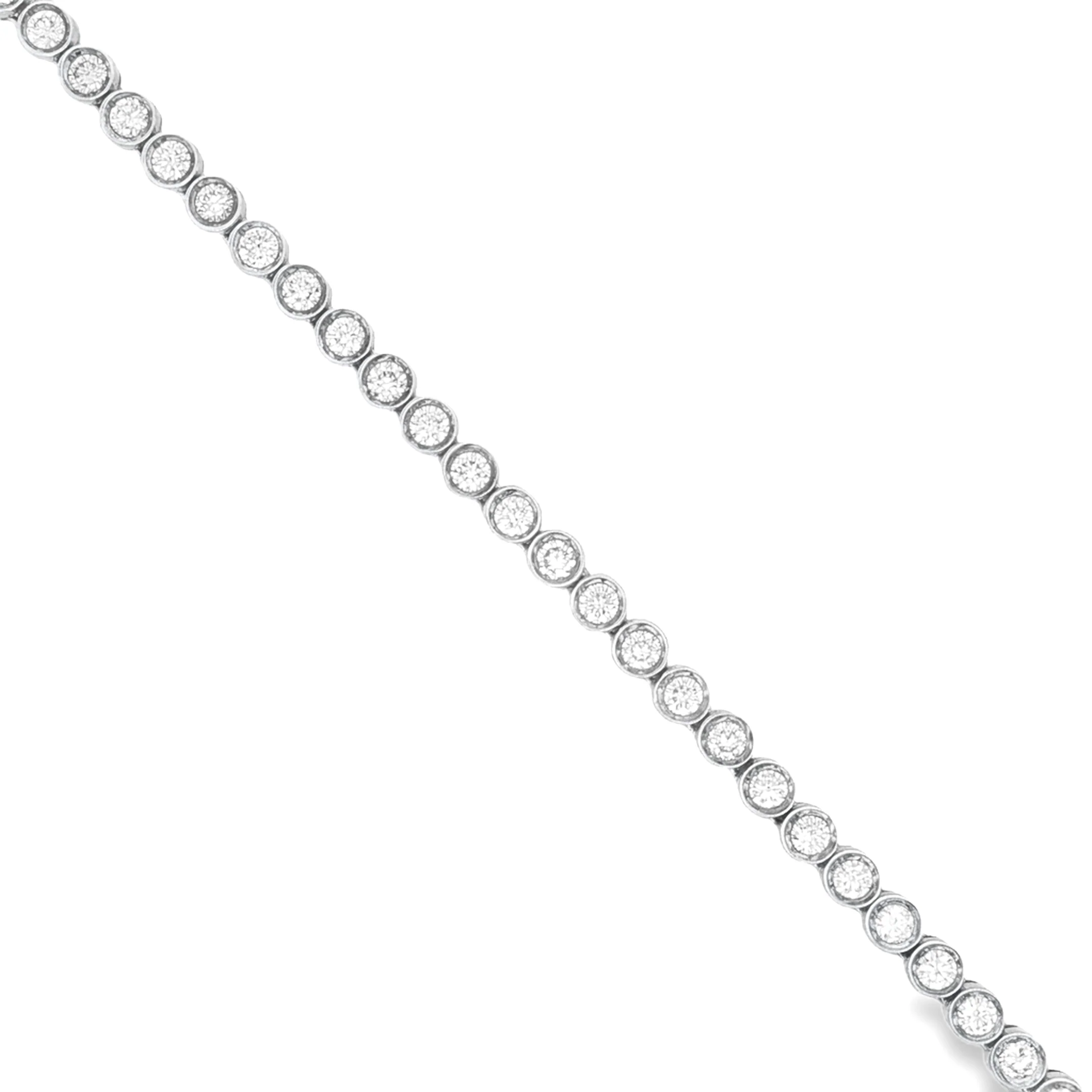 King Jewelers 29 Carat Diamond Bezel Tennis Neckalce 14K White Gold - Image 3