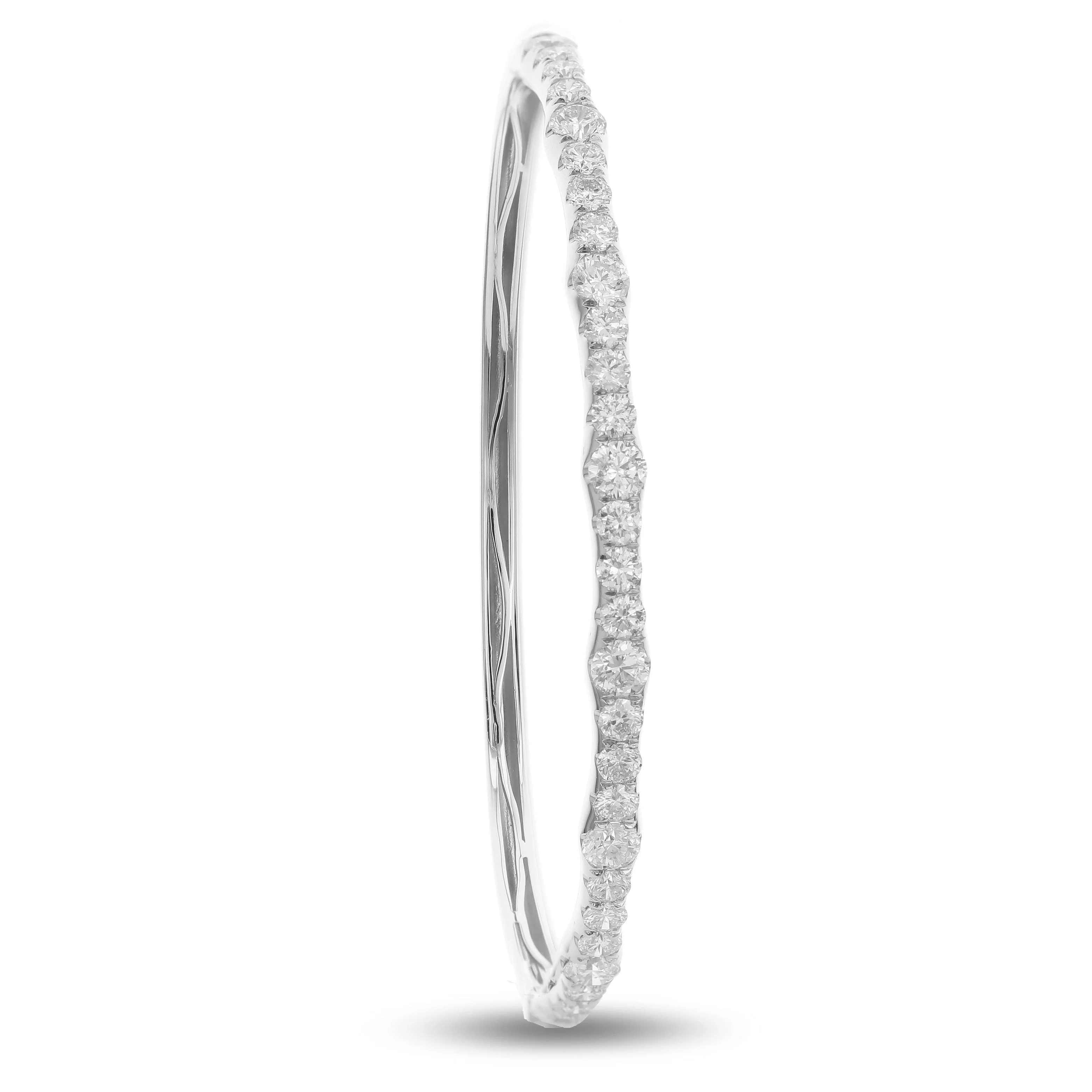 King Jewelers 3.25ct Diamond Bangle Bracelet 18K White Gold