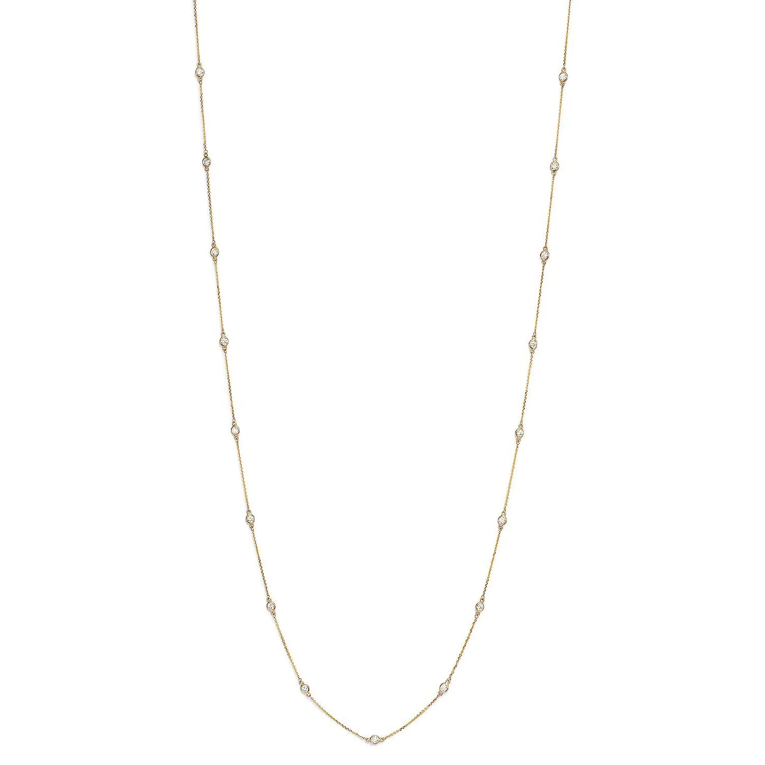 King Jewelers 36-Inch 4.83ct Diamond Station Necklace 14K Yellow Gold