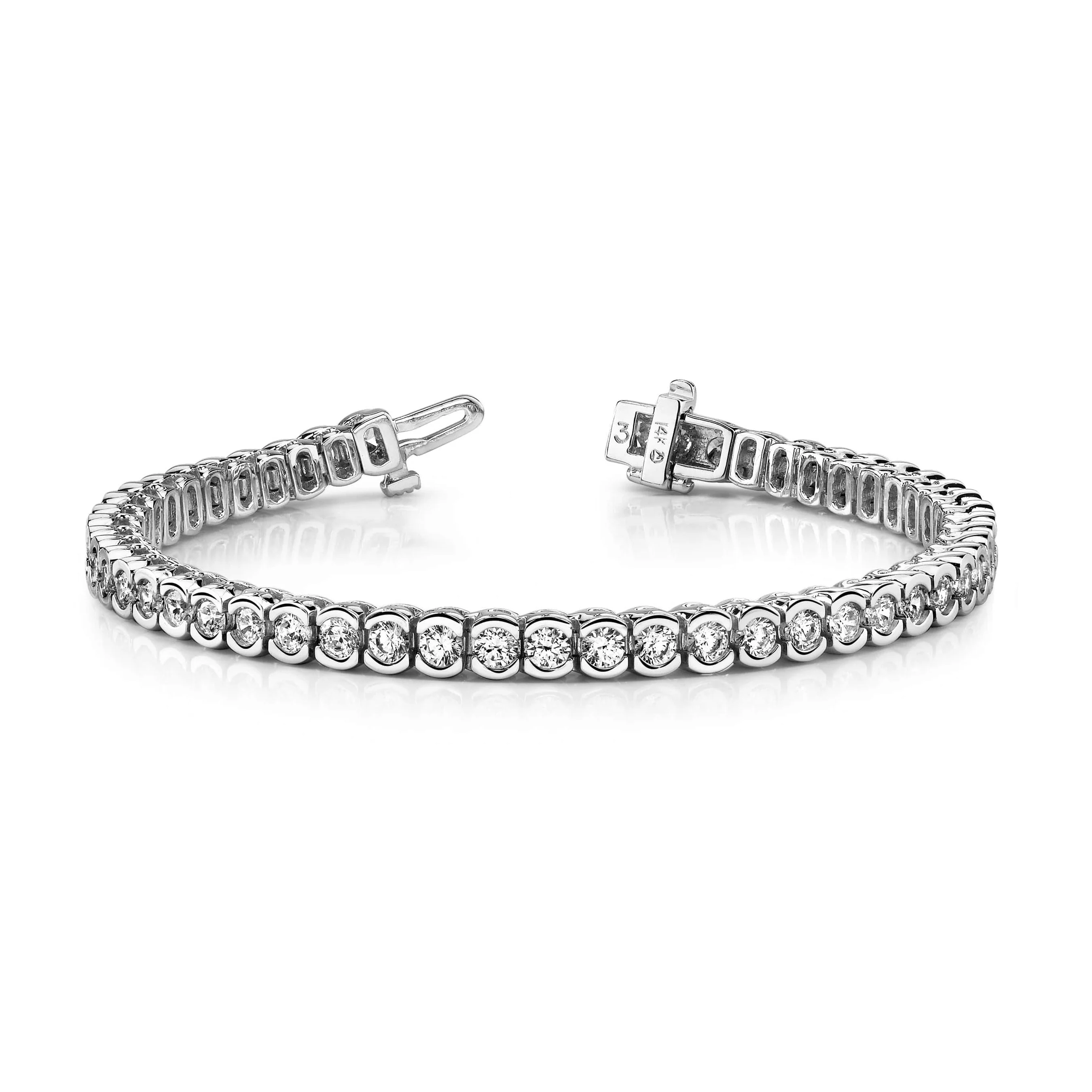 King Jewelers 5.75ct Bezel Diamond Tennis Bracelet 14K White Gold